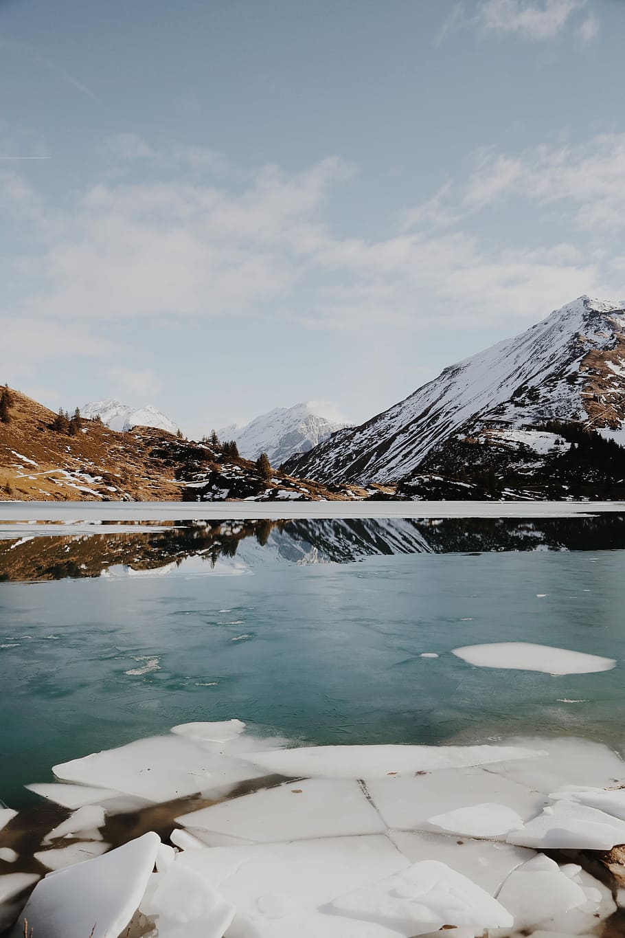 Hd Wallpaper Body Of Water Beside Mountain Covered With Snow Body Of