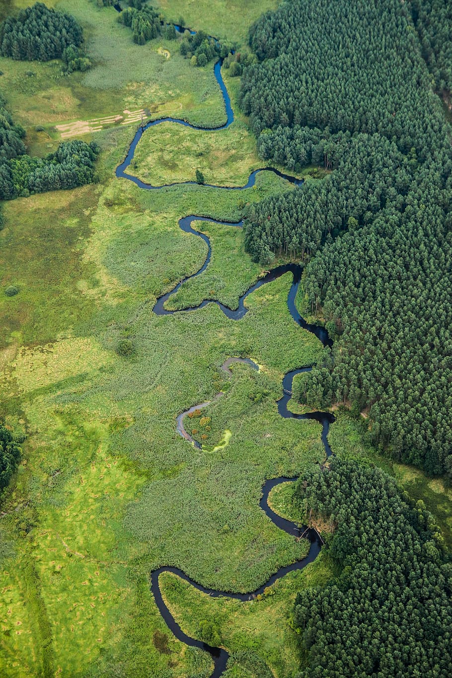 HD Wallpaper Aerial Photo Of River Between Trees Landscape Nature