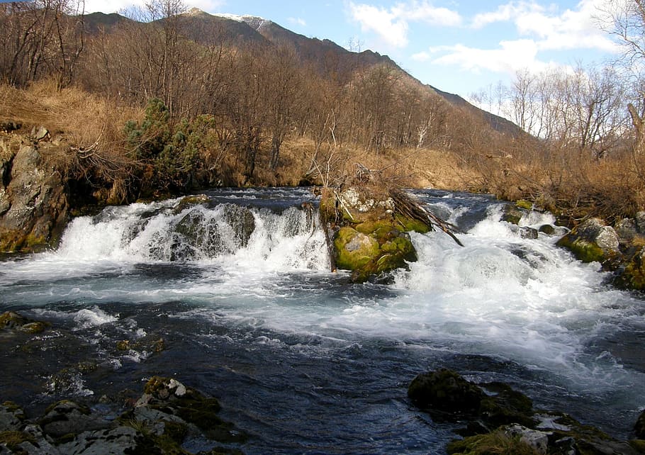 Hd Wallpaper Waterfall Spillway Autumn Mountain Stream Mountains