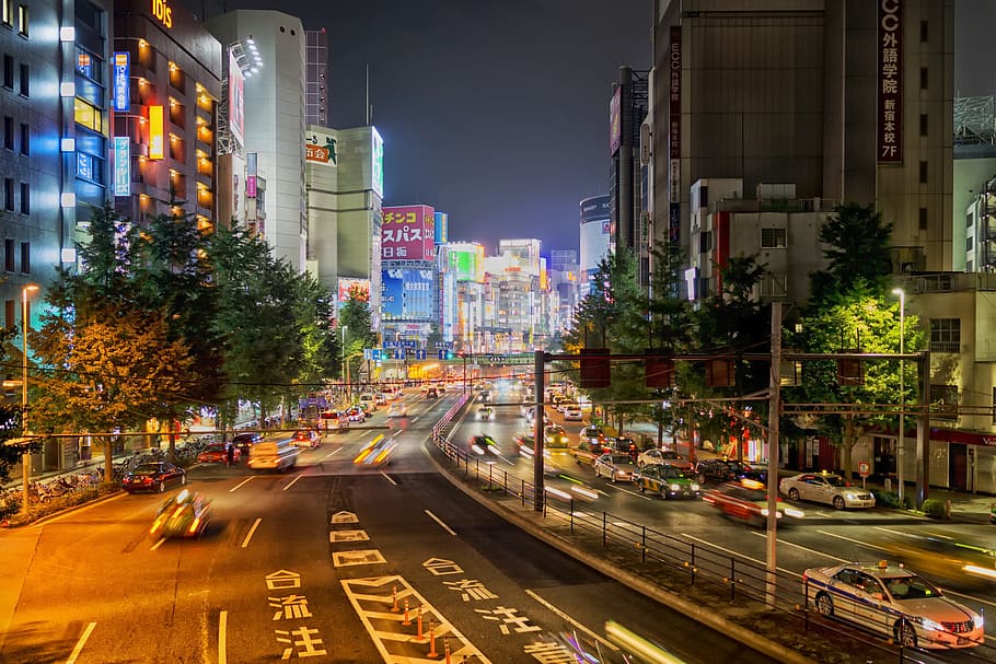 HD Wallpaper City Buildings During Night Time Tokyo Japan Cities