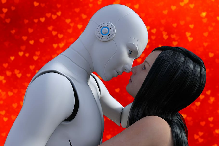 Robot girl fucks nerdy honey