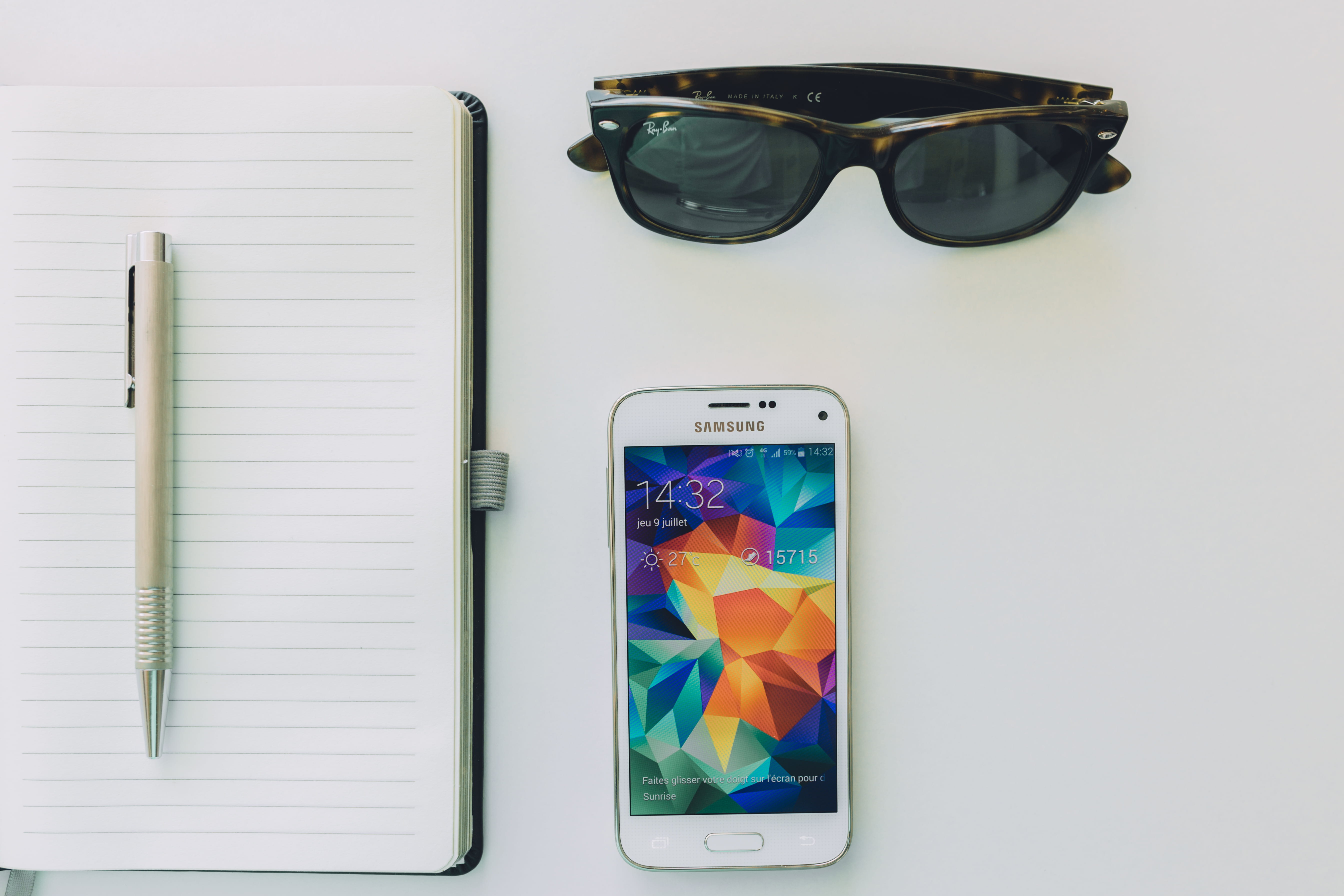 Sunglasses, Notepad and Android, phone, technology, eyeglasses