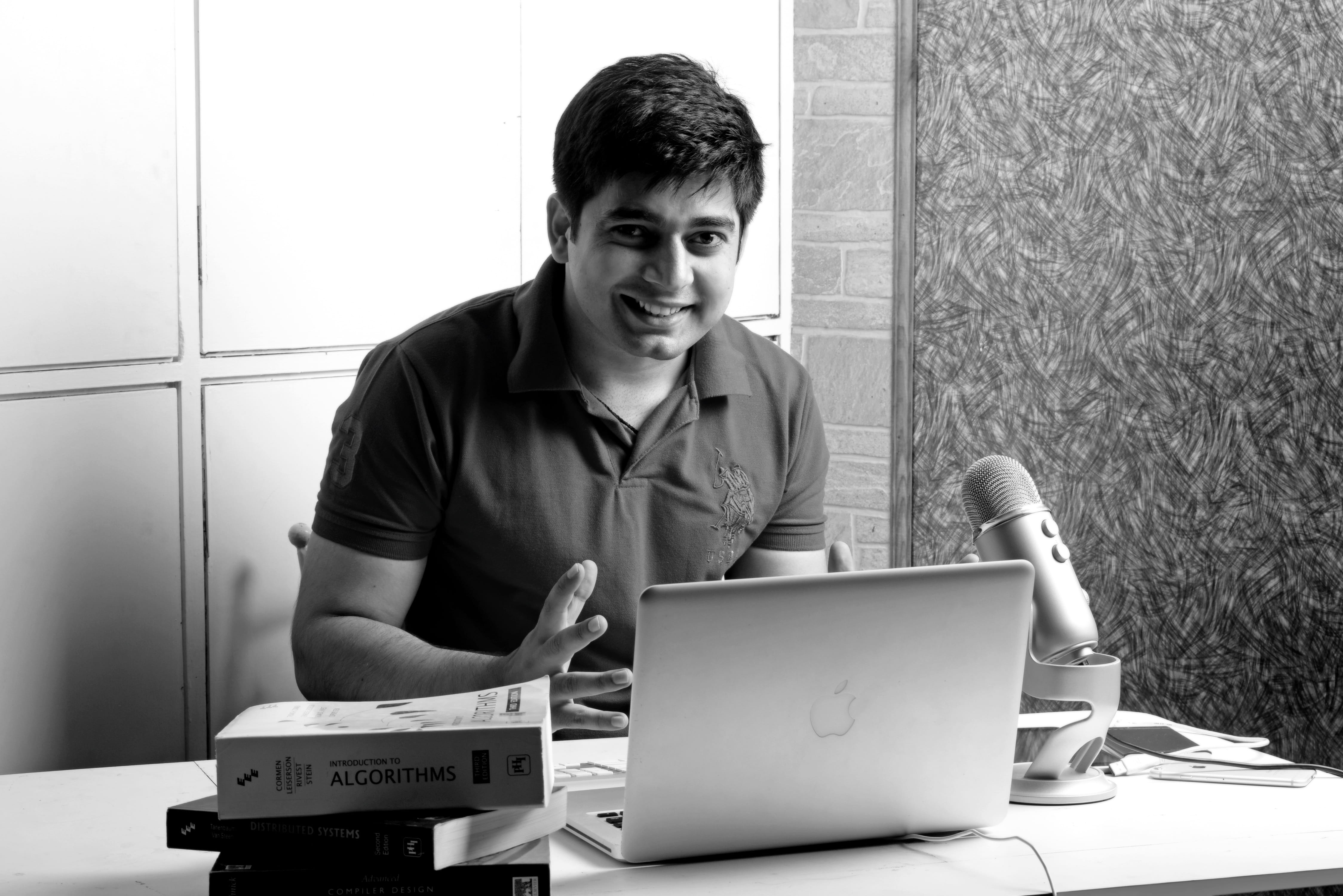 grayscale photo of man using silver MacBook, Computer, Code, Coding