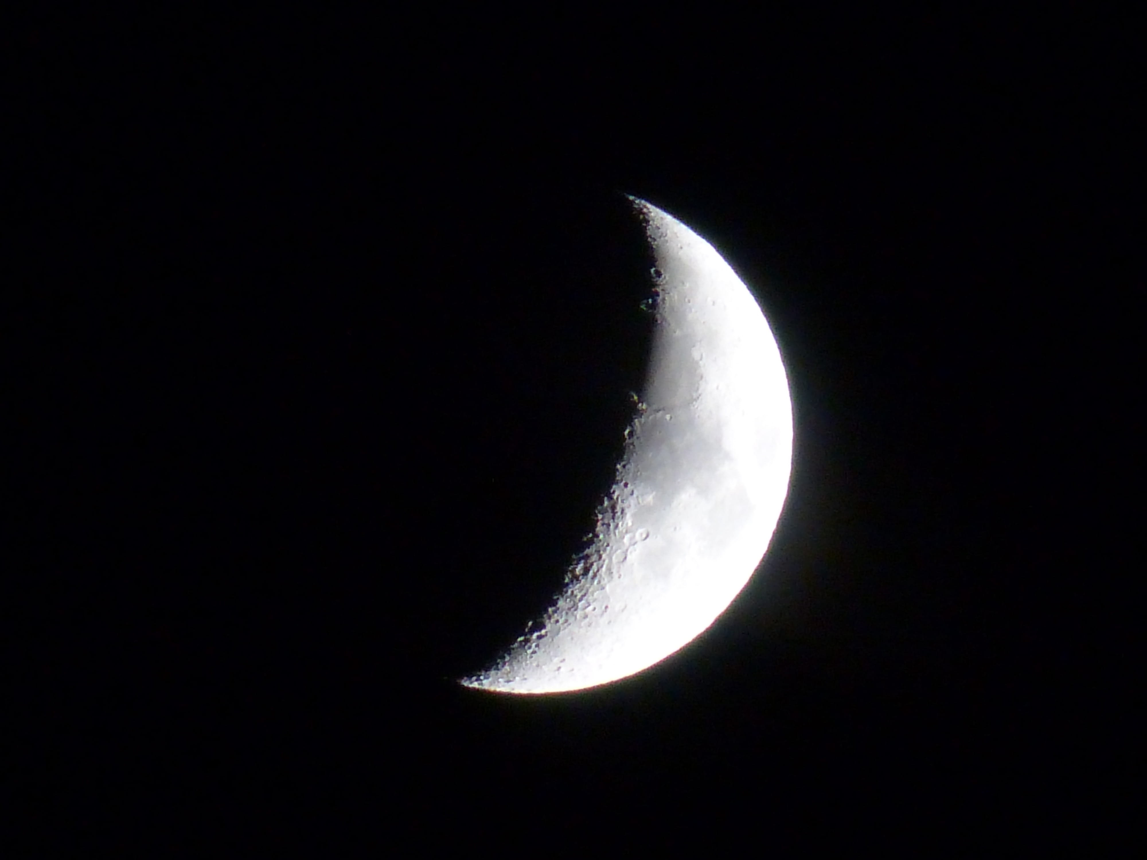 half moon, Crescent, Sickle, Light, Hell, dark, night, moon craters
