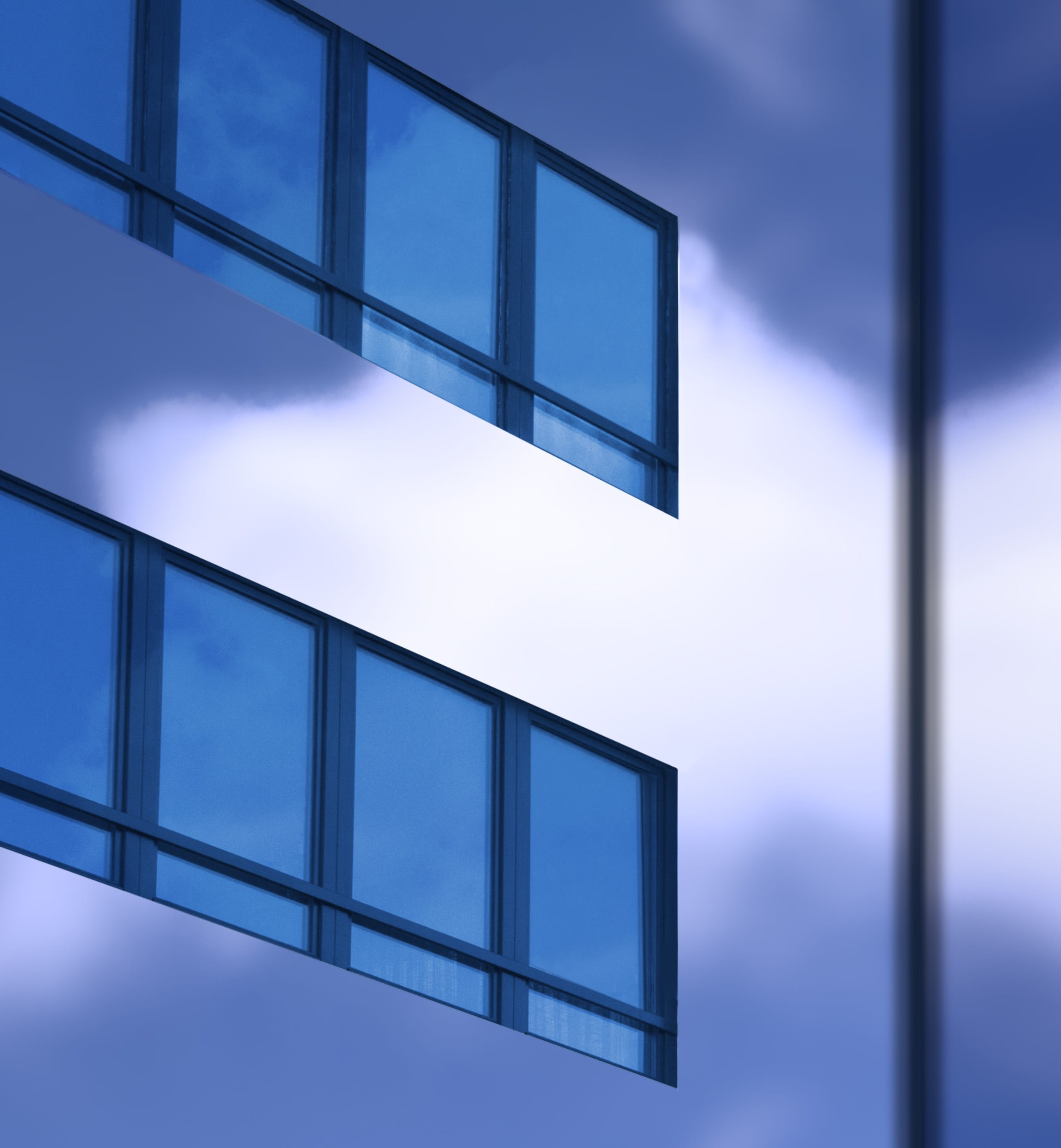 windows, clouds, view, rhombus, abstract, architecture, glass - material