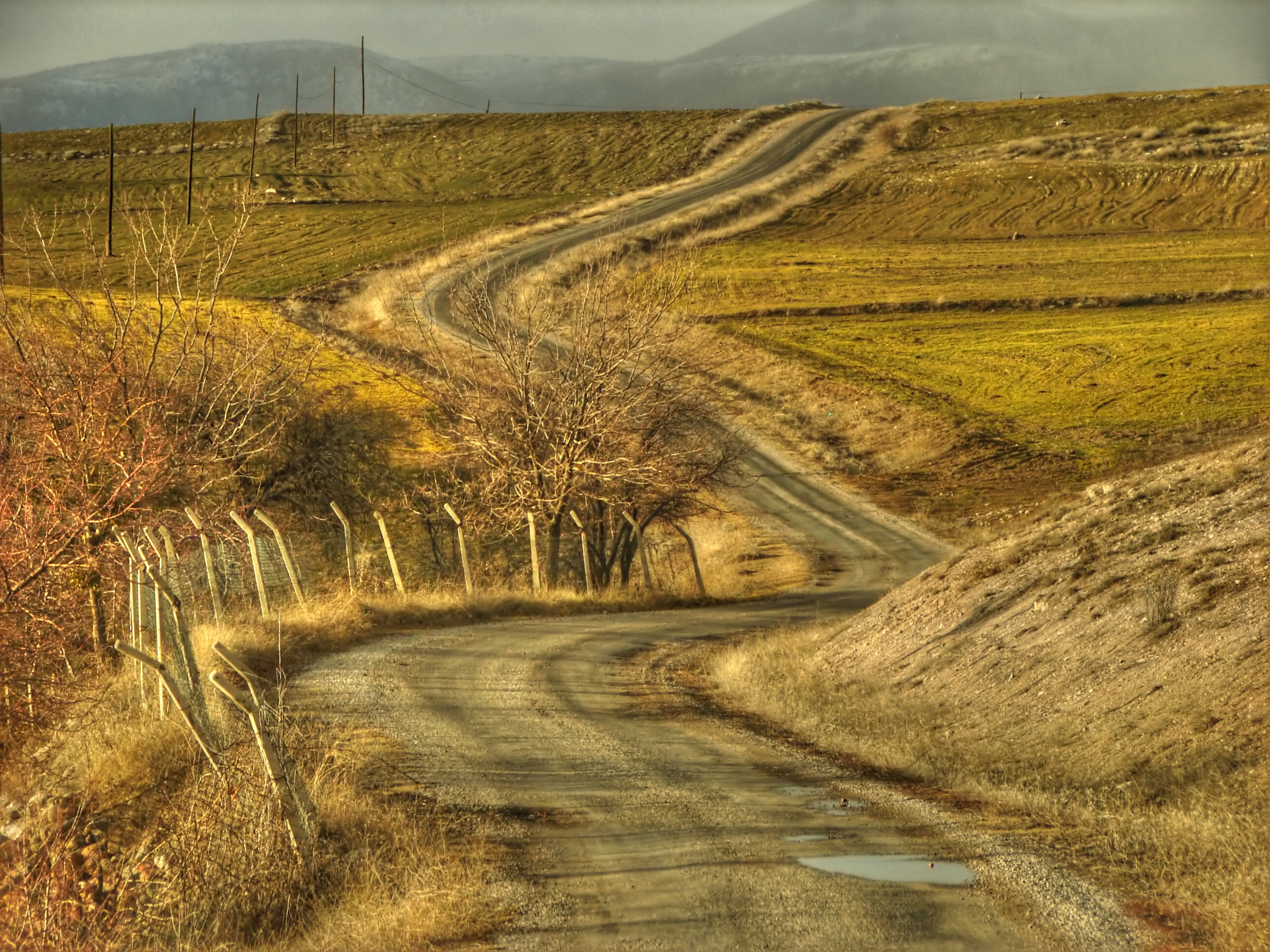 empty road between grass, ankara, fields, farm, landscape, mountains