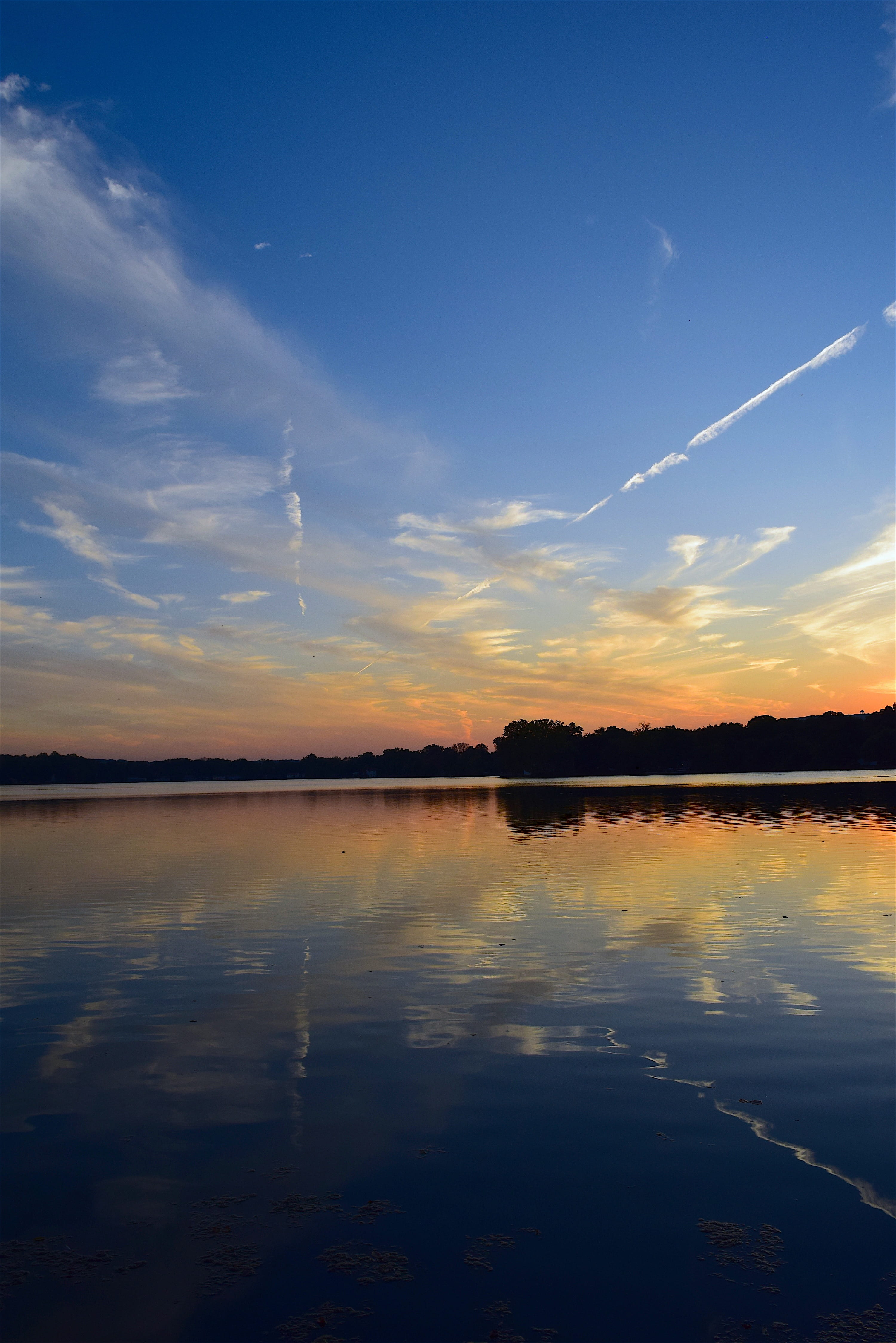 sunset, lake, landscape, sky, clouds, nature, water, reflection