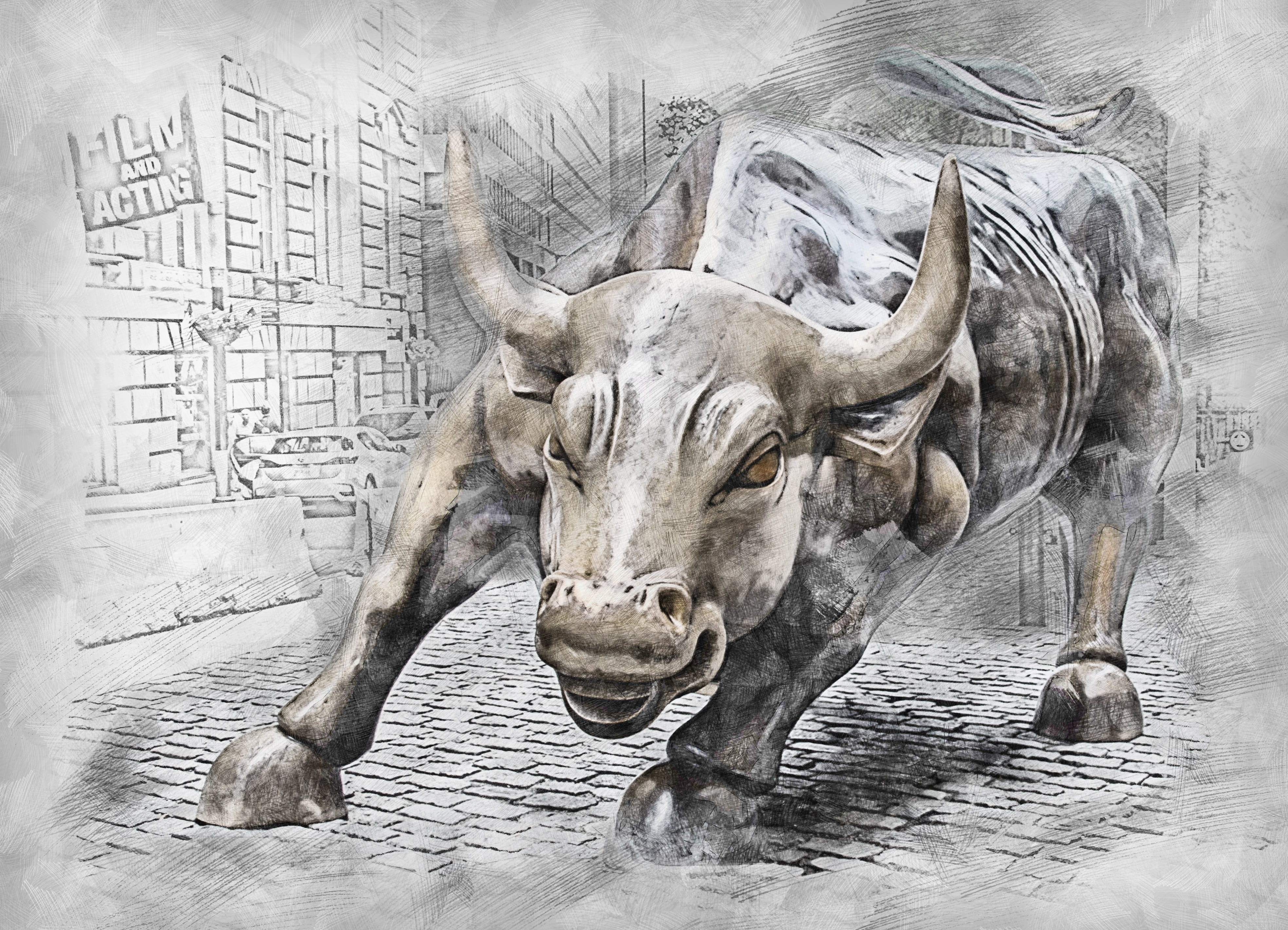 bull, statue, symbol, animal, finance, stock, exchange, business