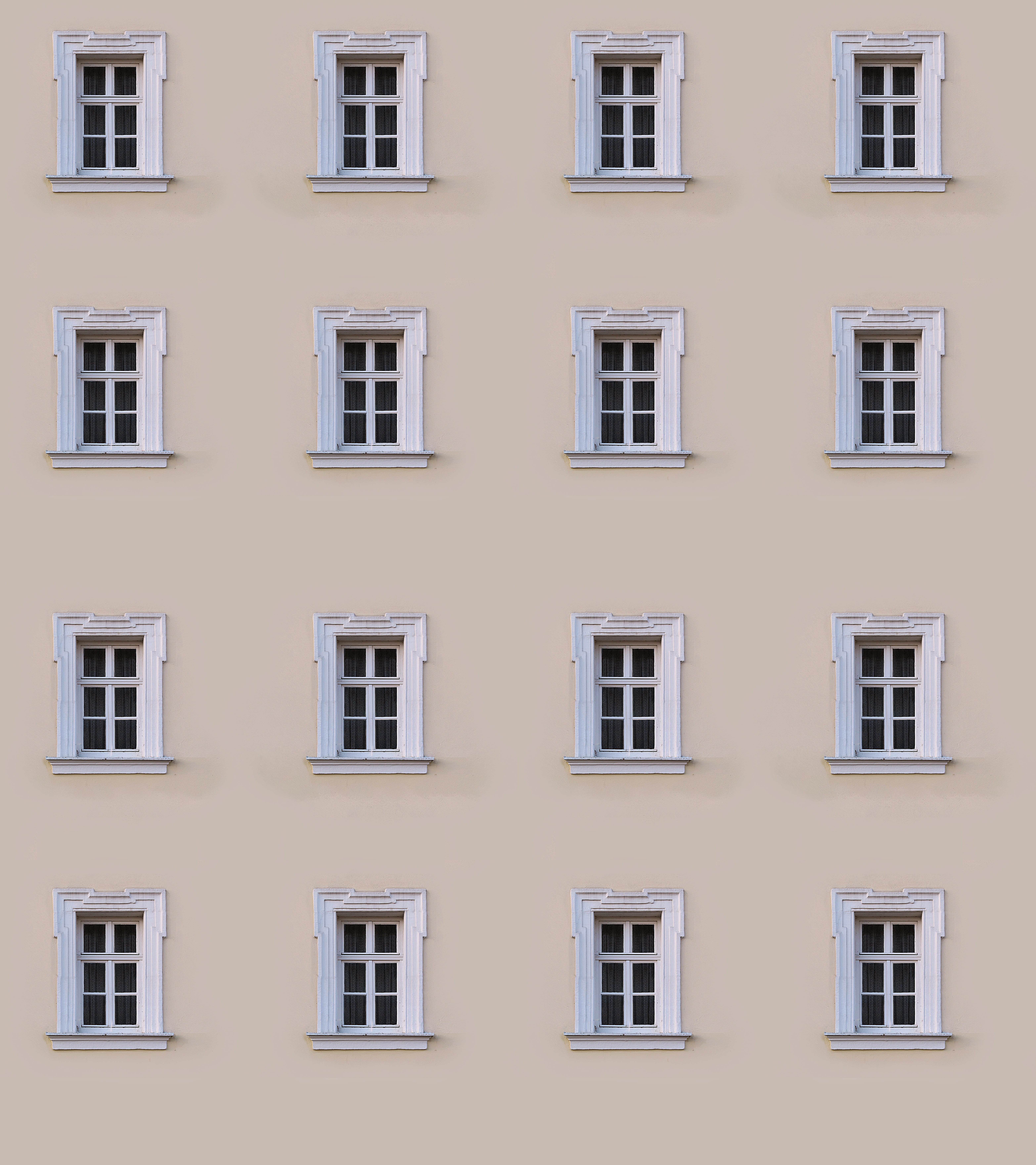 building with white sash windows, facade, hauswand, background