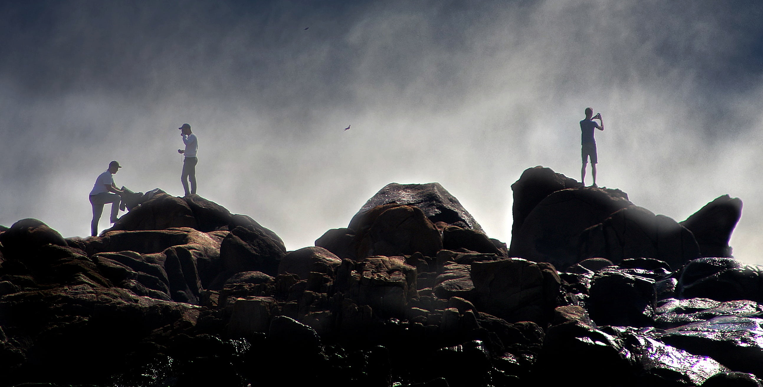 beach, rocks, landscape, people, rock - object, solid, sky