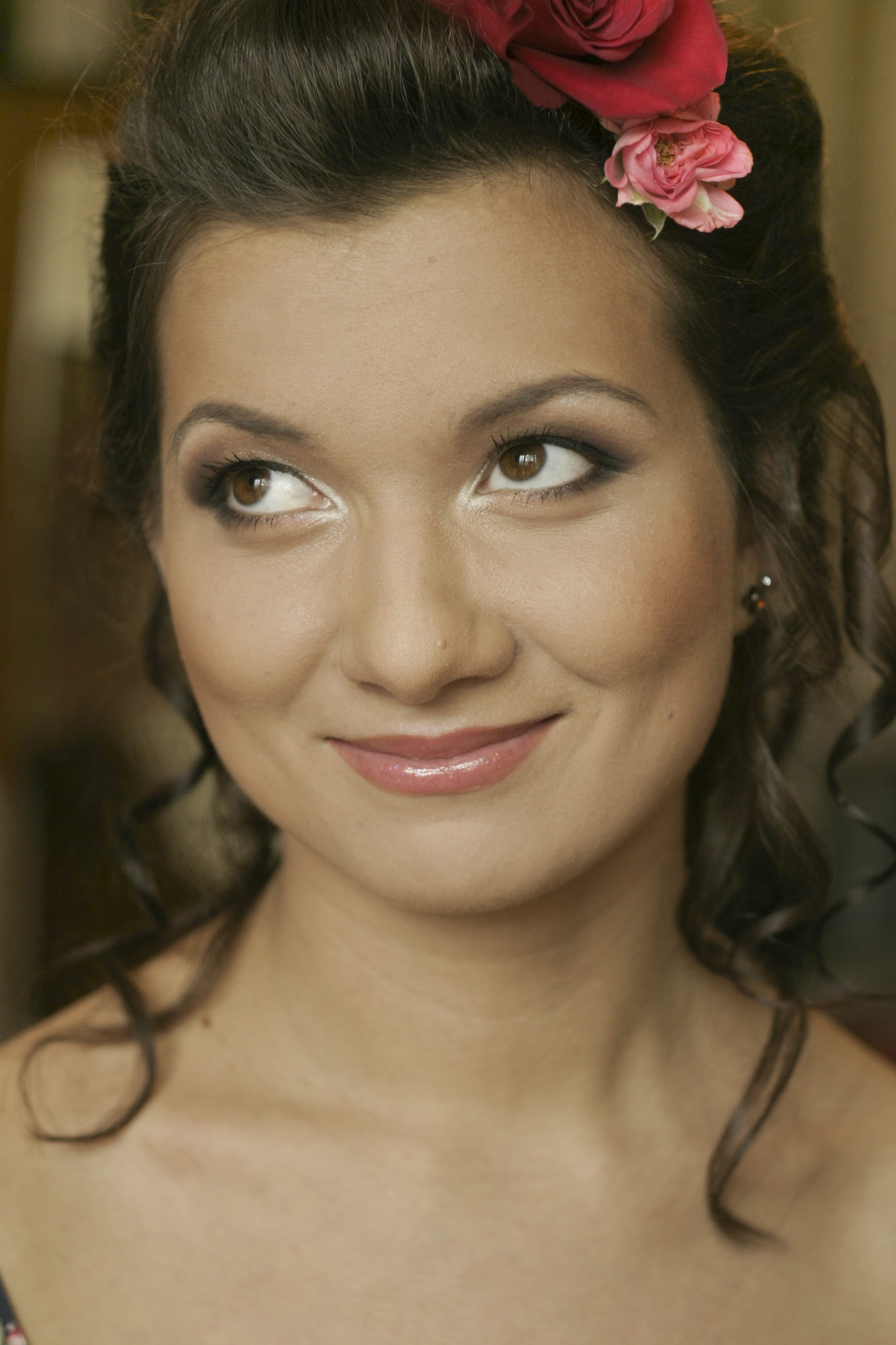bride, hairstyle, makeup, portrait, headshot, looking at camera