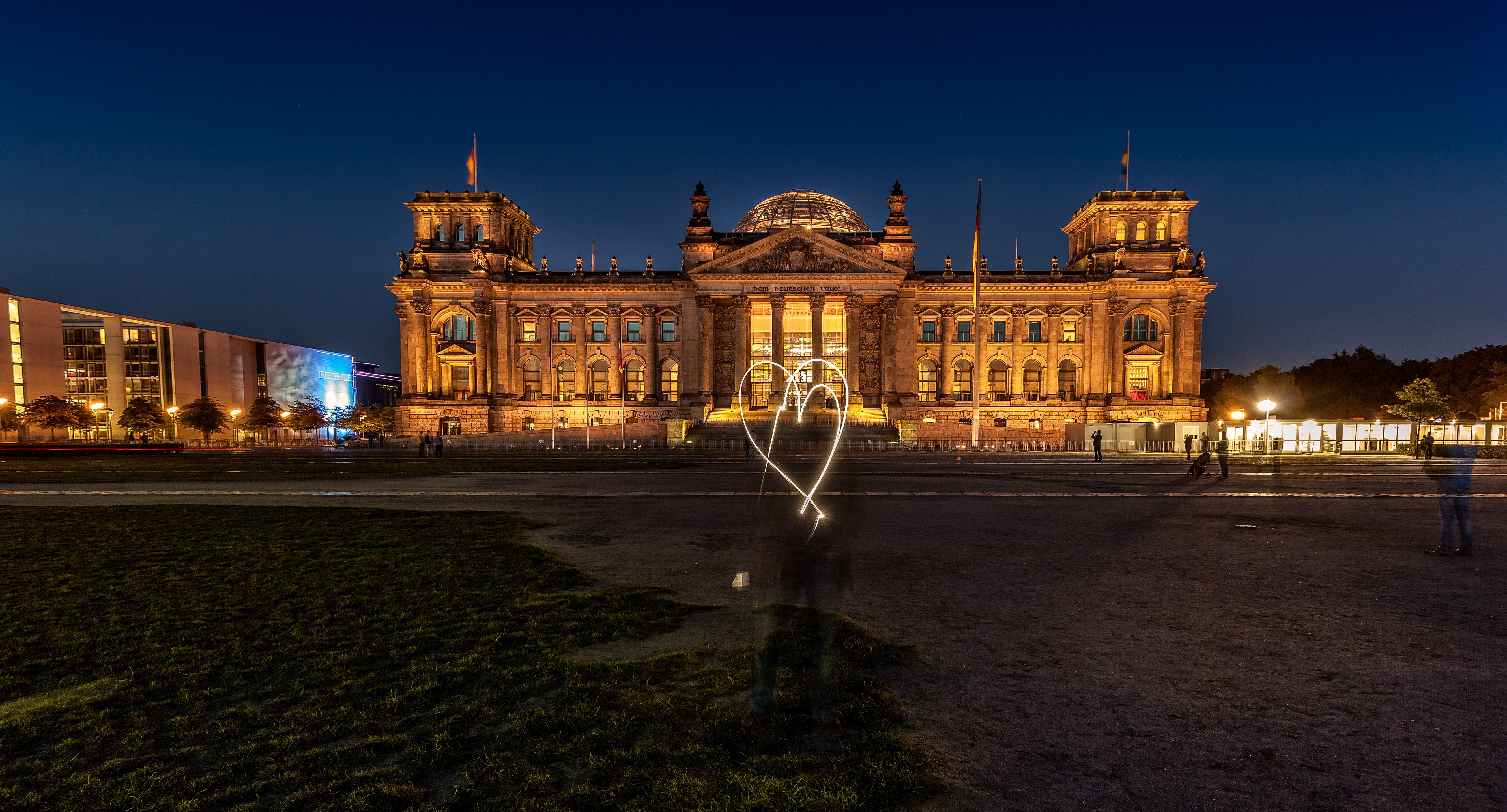 capitol with lights on, bundestag, reichstag, capital, architecture