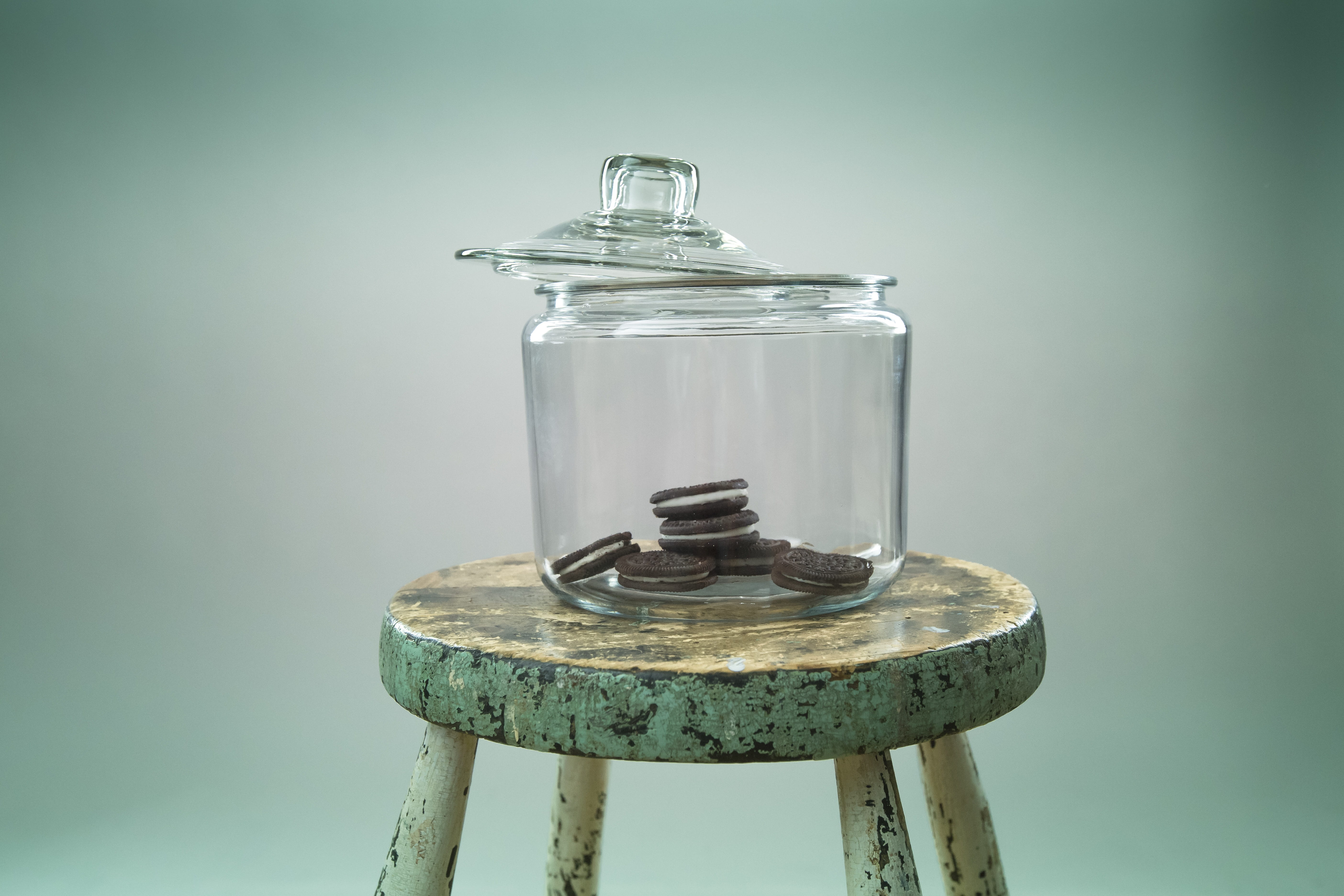 Raw, Rustic, Pot, Biscuits, studio shot, gray background, colored background