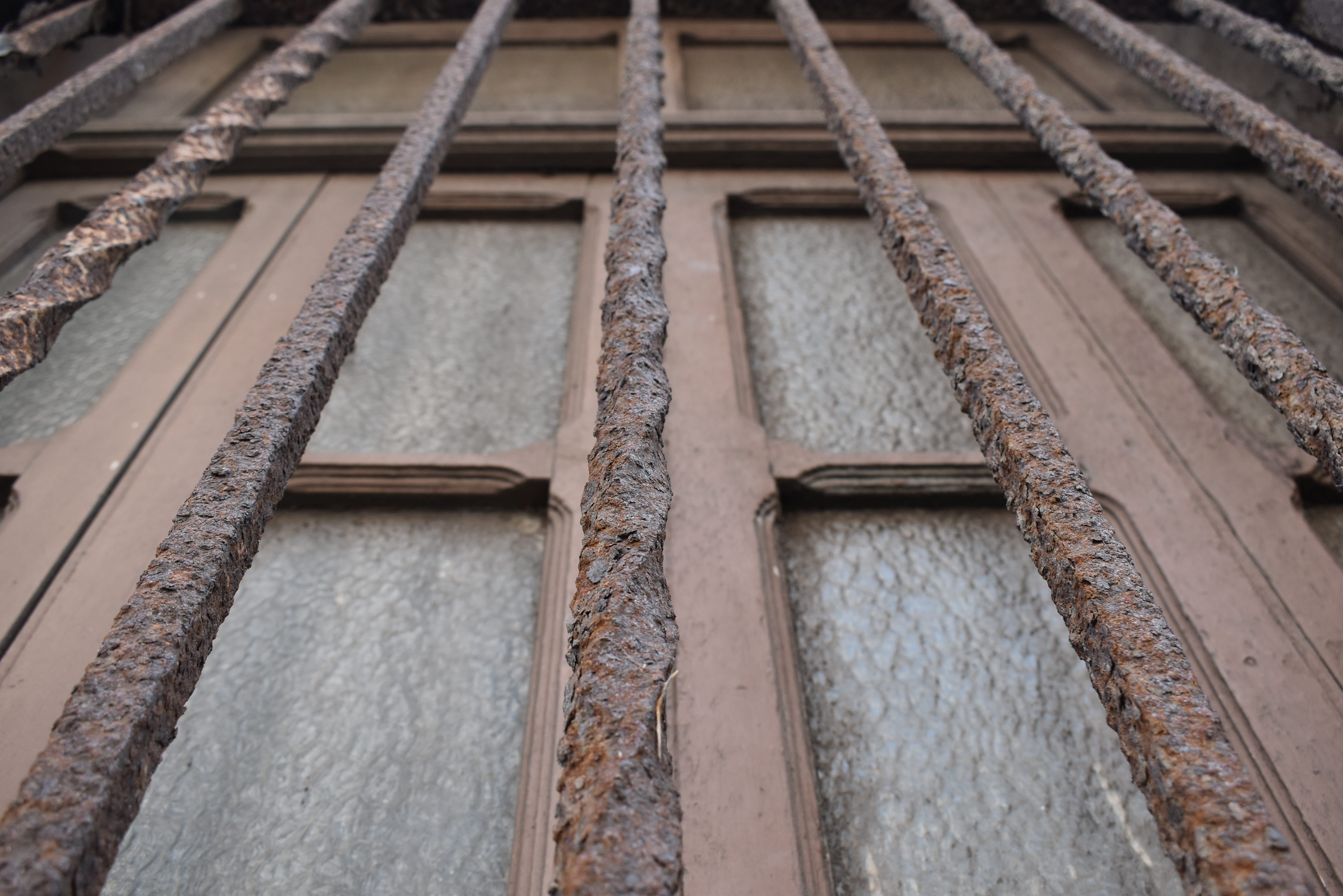 window, balusters, oxide, bricks, old, abandoned, ruin, architecture