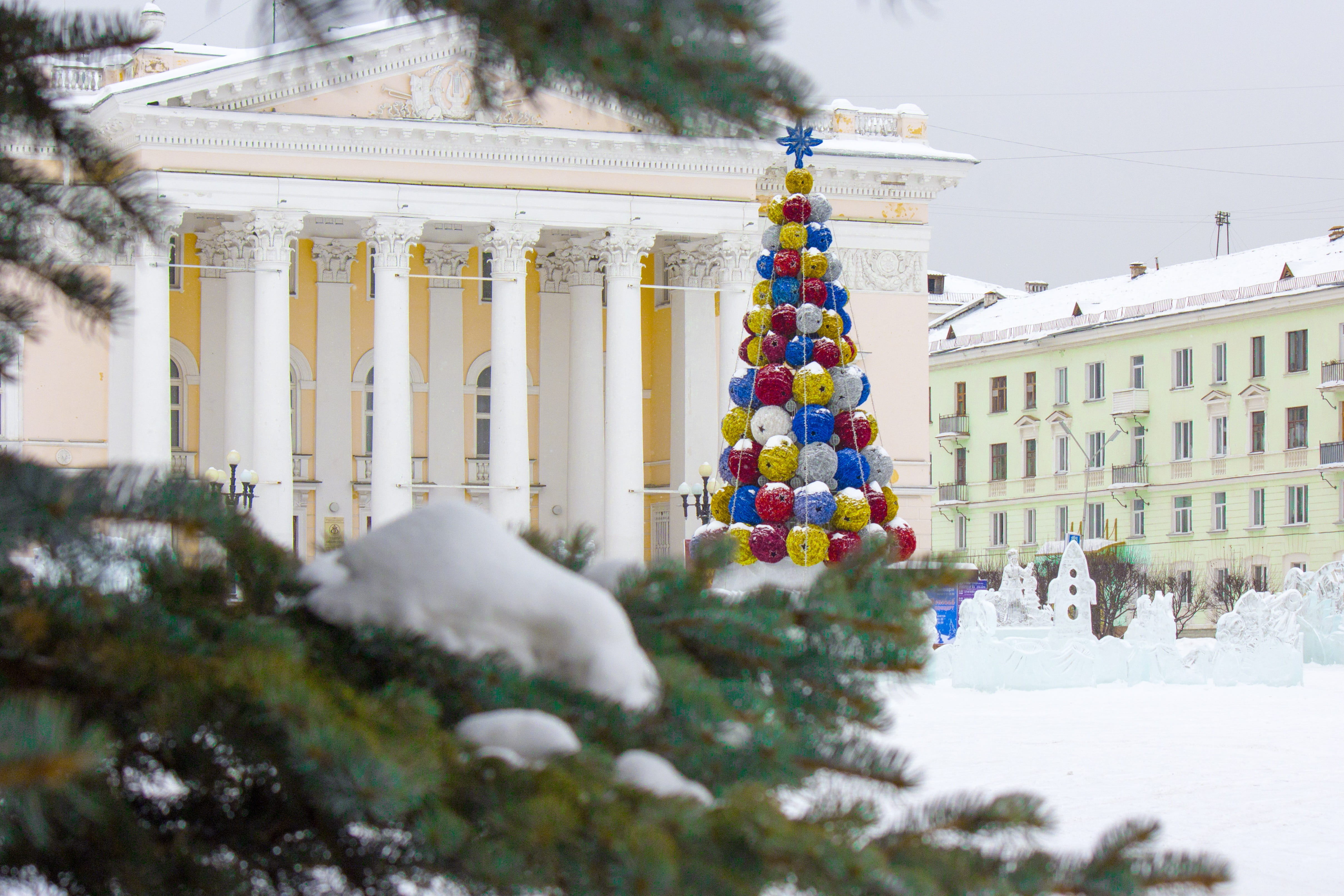 winter, snow, tree, building exterior, built structure, architecture