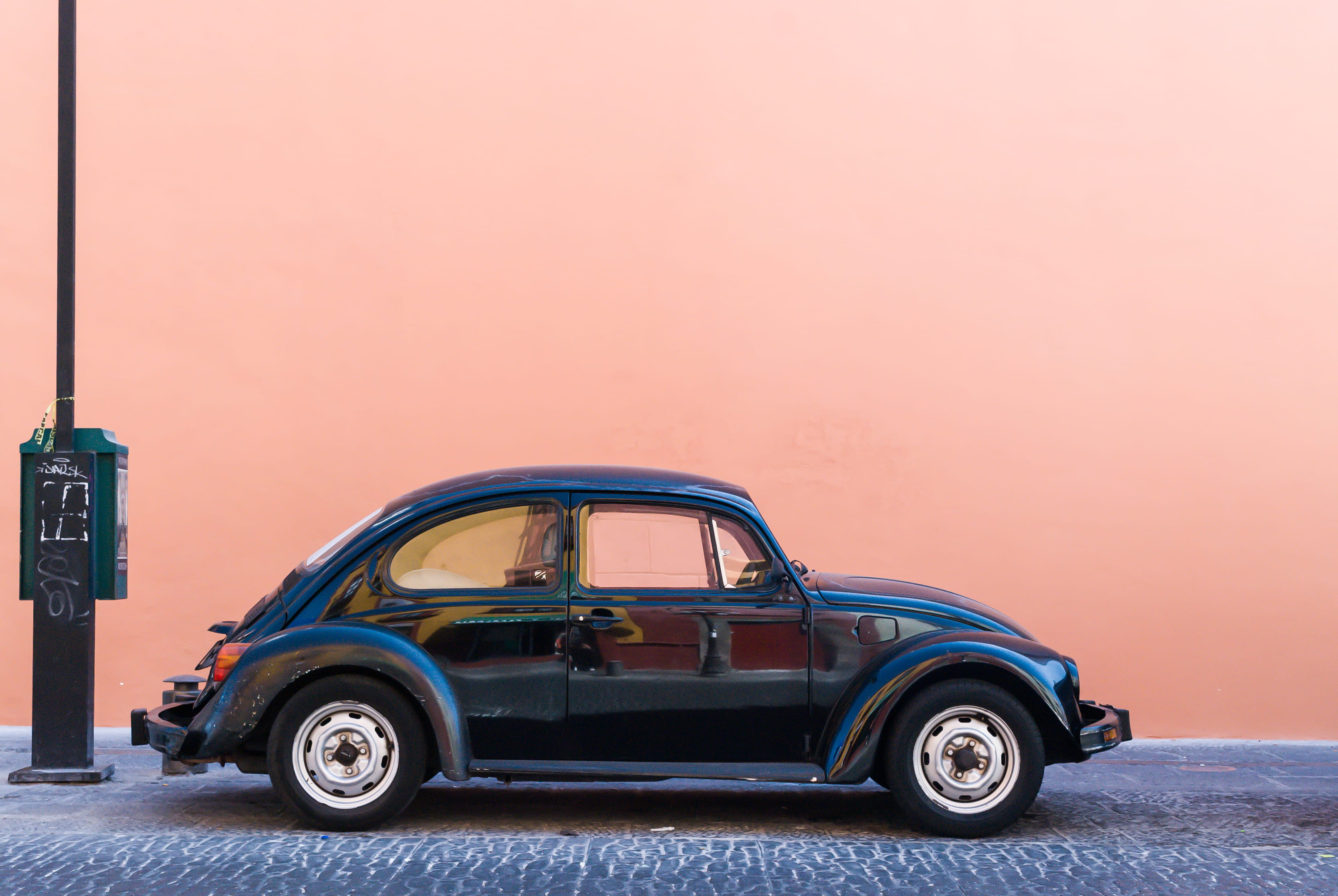 Free download | HD wallpaper: black Volkswagen Beetle beside beige wall ...