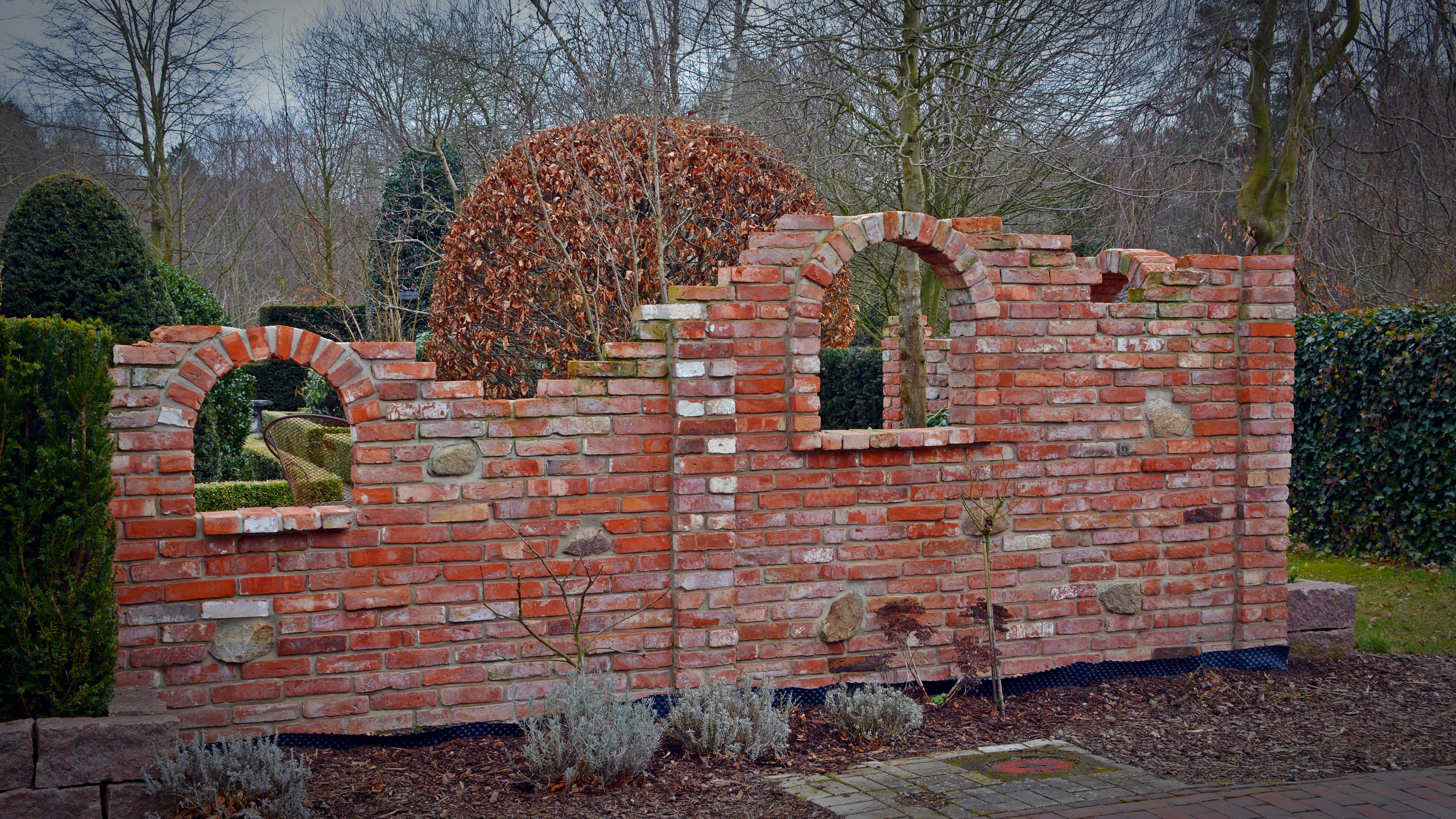 brick, old, architecture, wall, plant, brick wall, tree, built structure