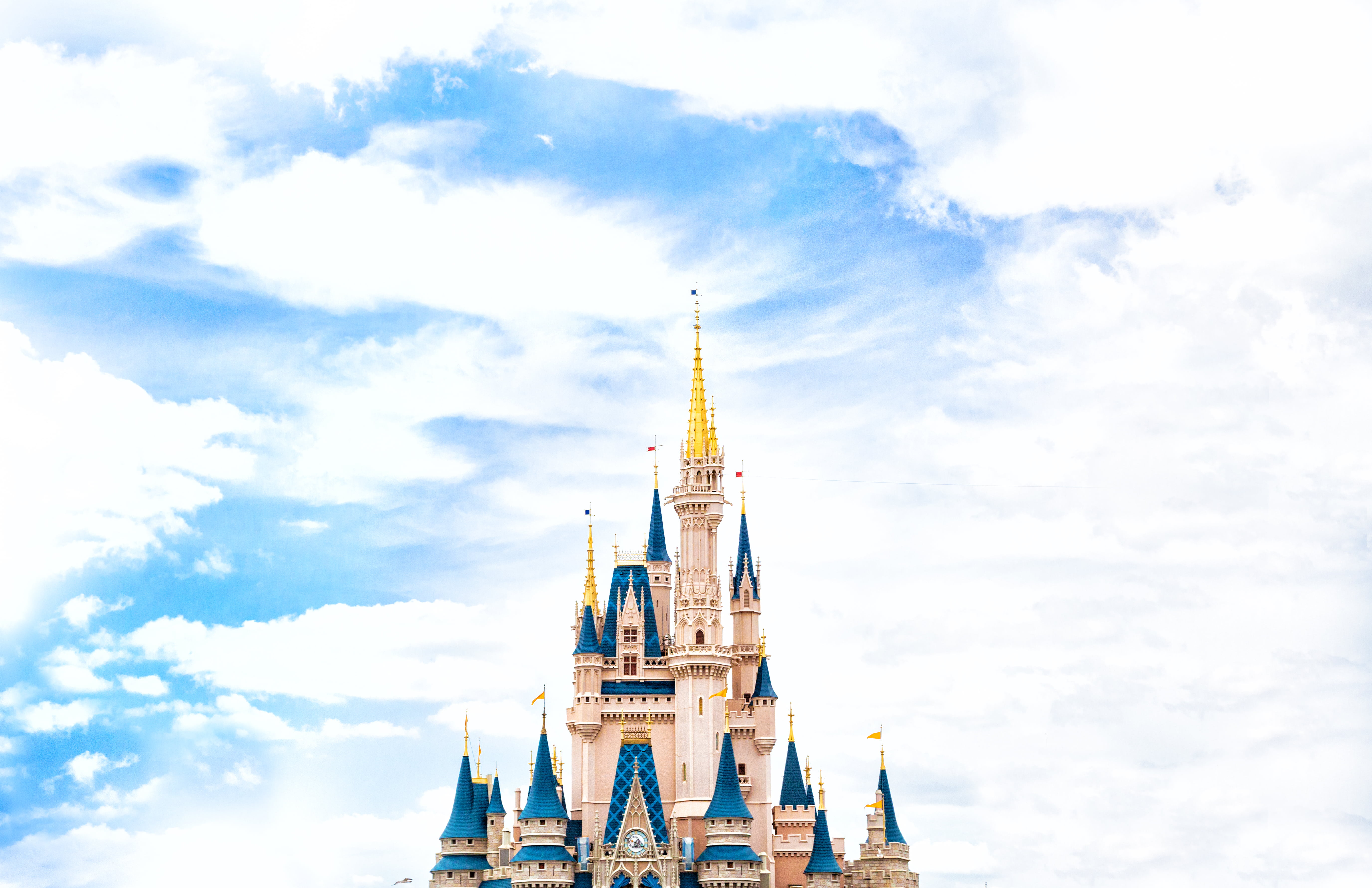 architecture, castle, cinderella castle, Disney world, sky