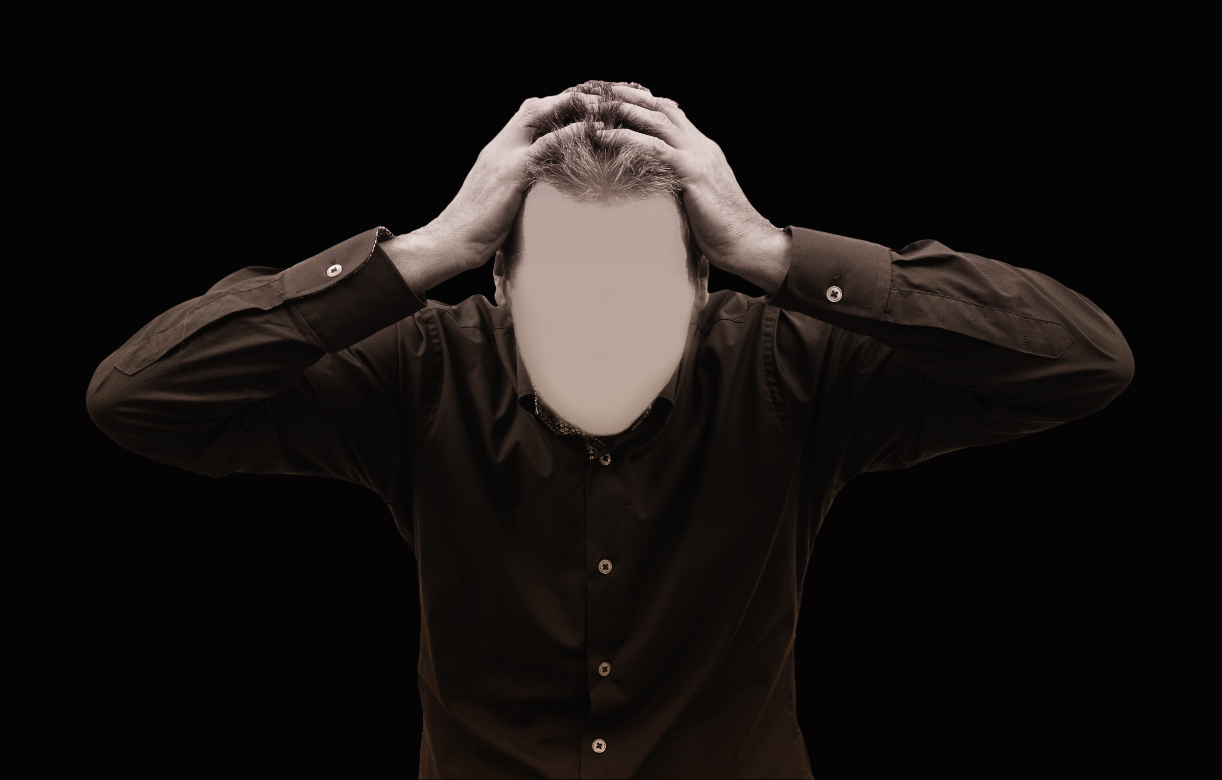 man holding head while standing, stress, burnout, businessman
