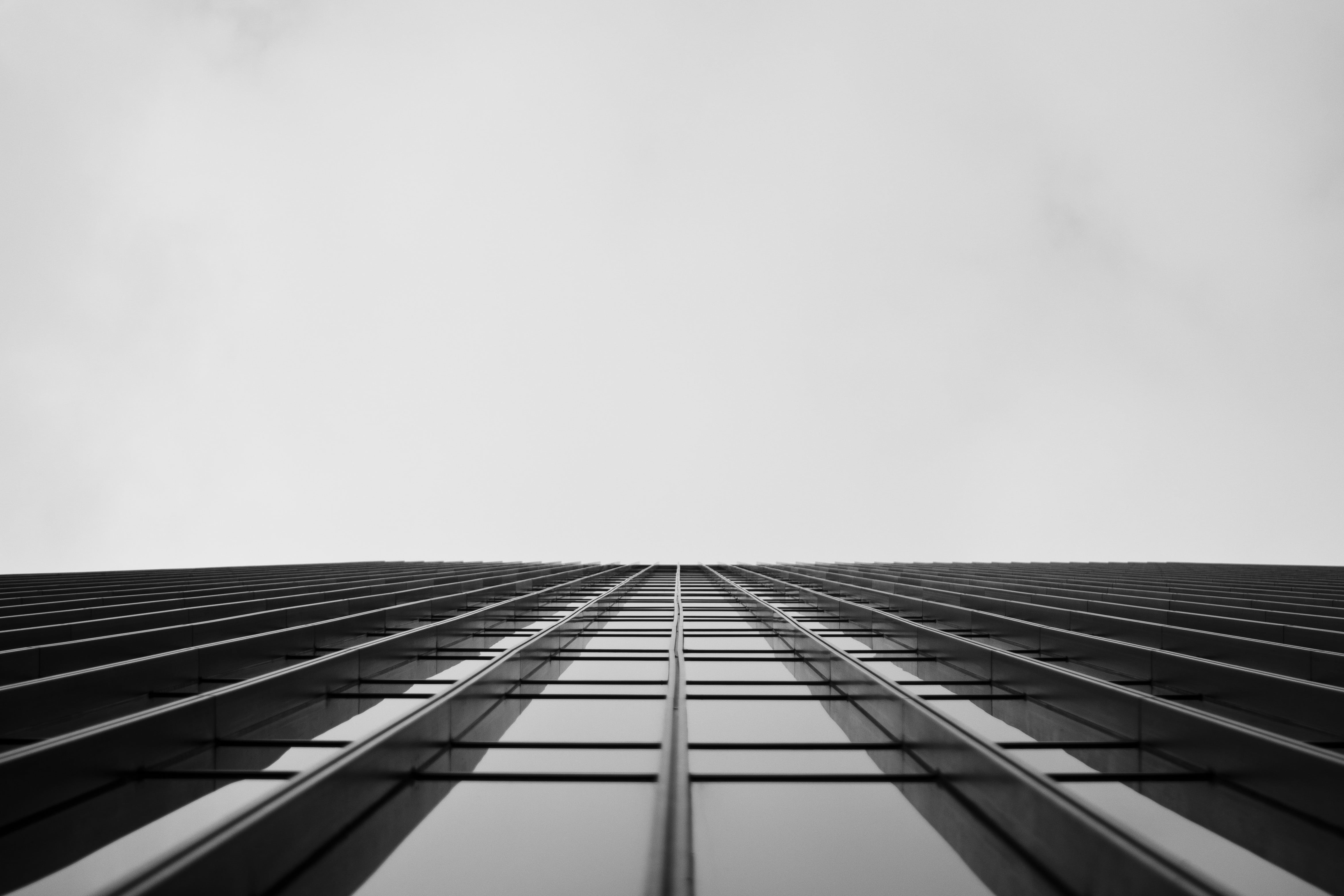 sky, building, city, windows, contrast, linear, reflection