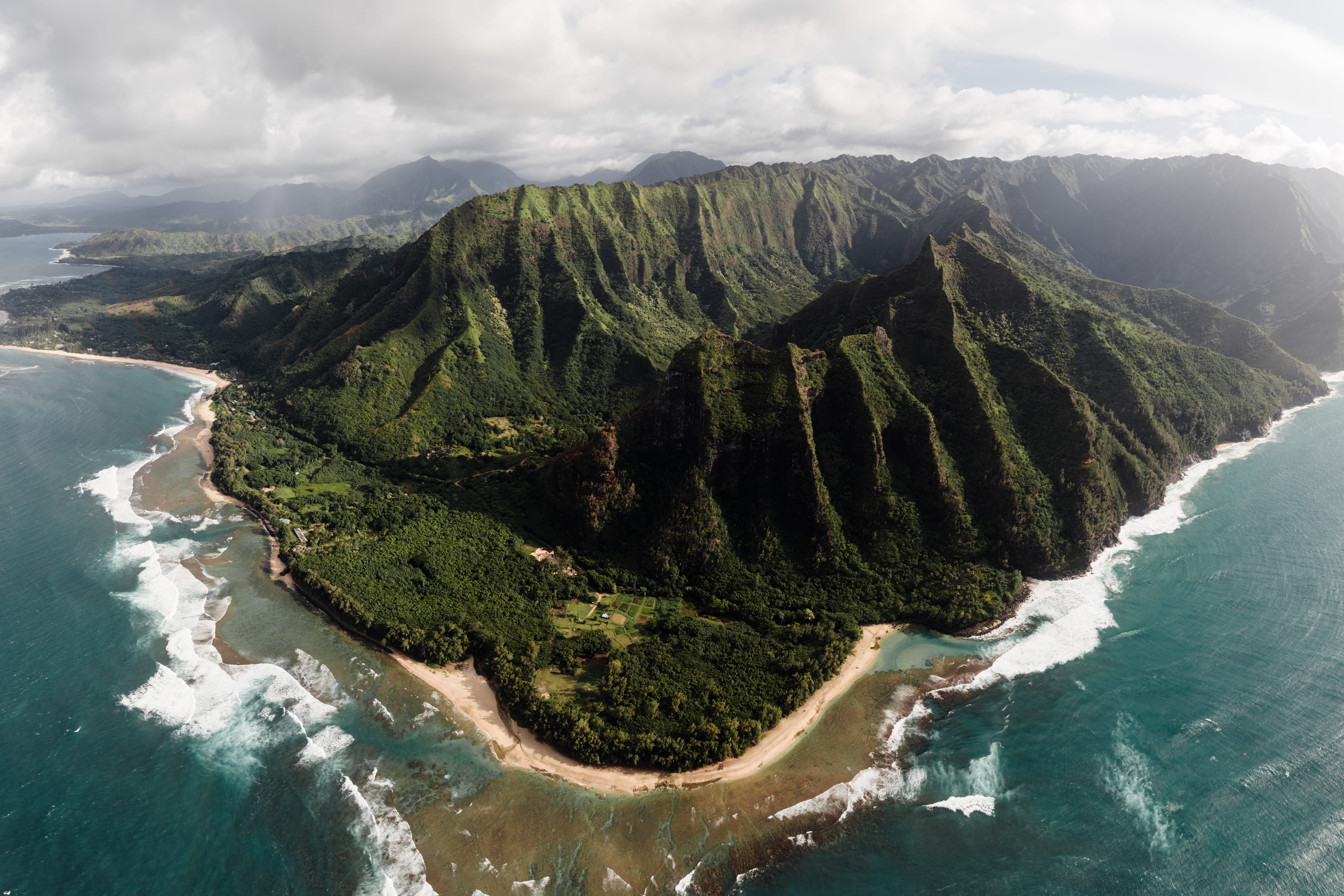 Napali Coast from Helicopter, aerial view of mountain during daytime