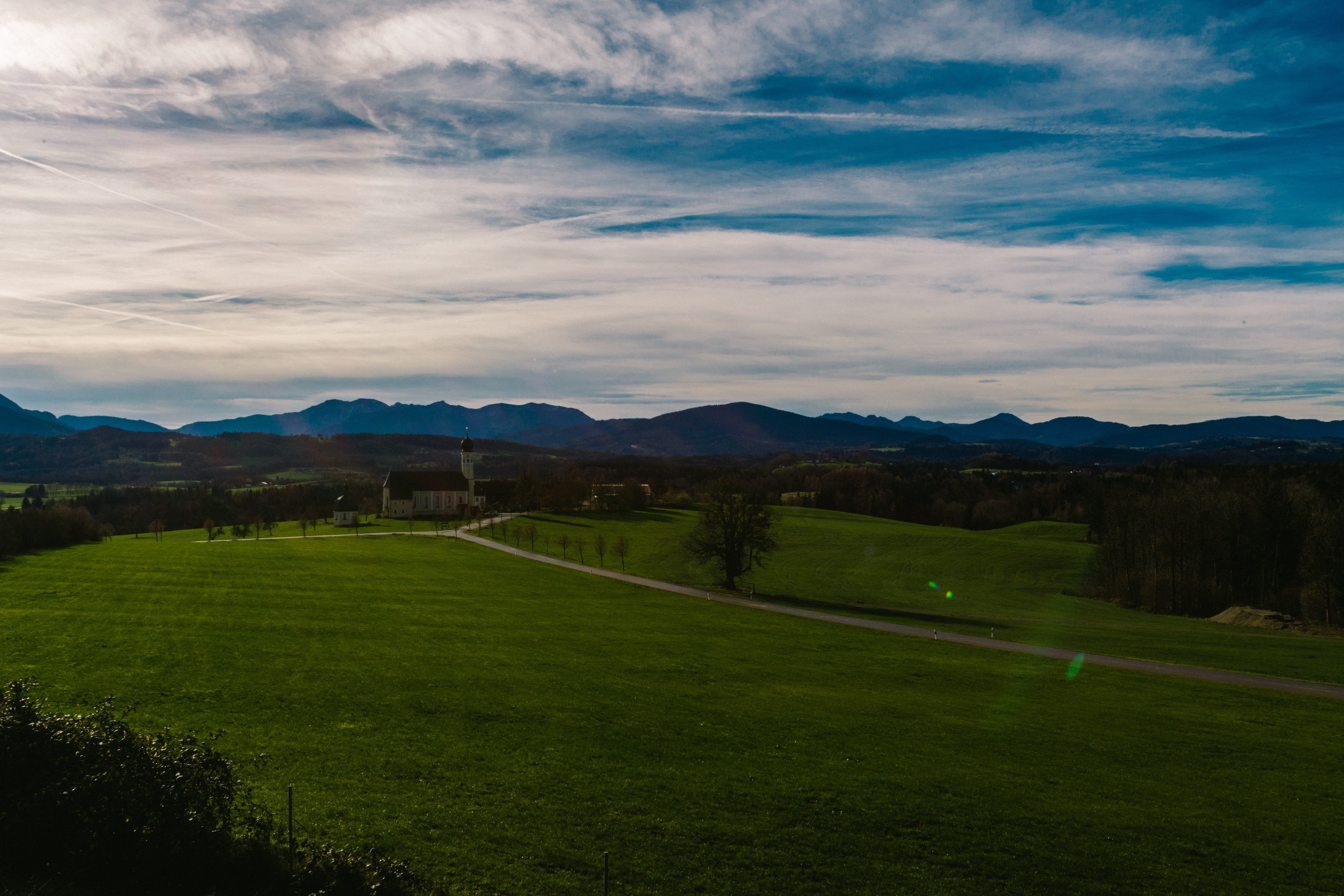 grass, fields, mountains, landscape, sky, clouds, country, cloud - sky
