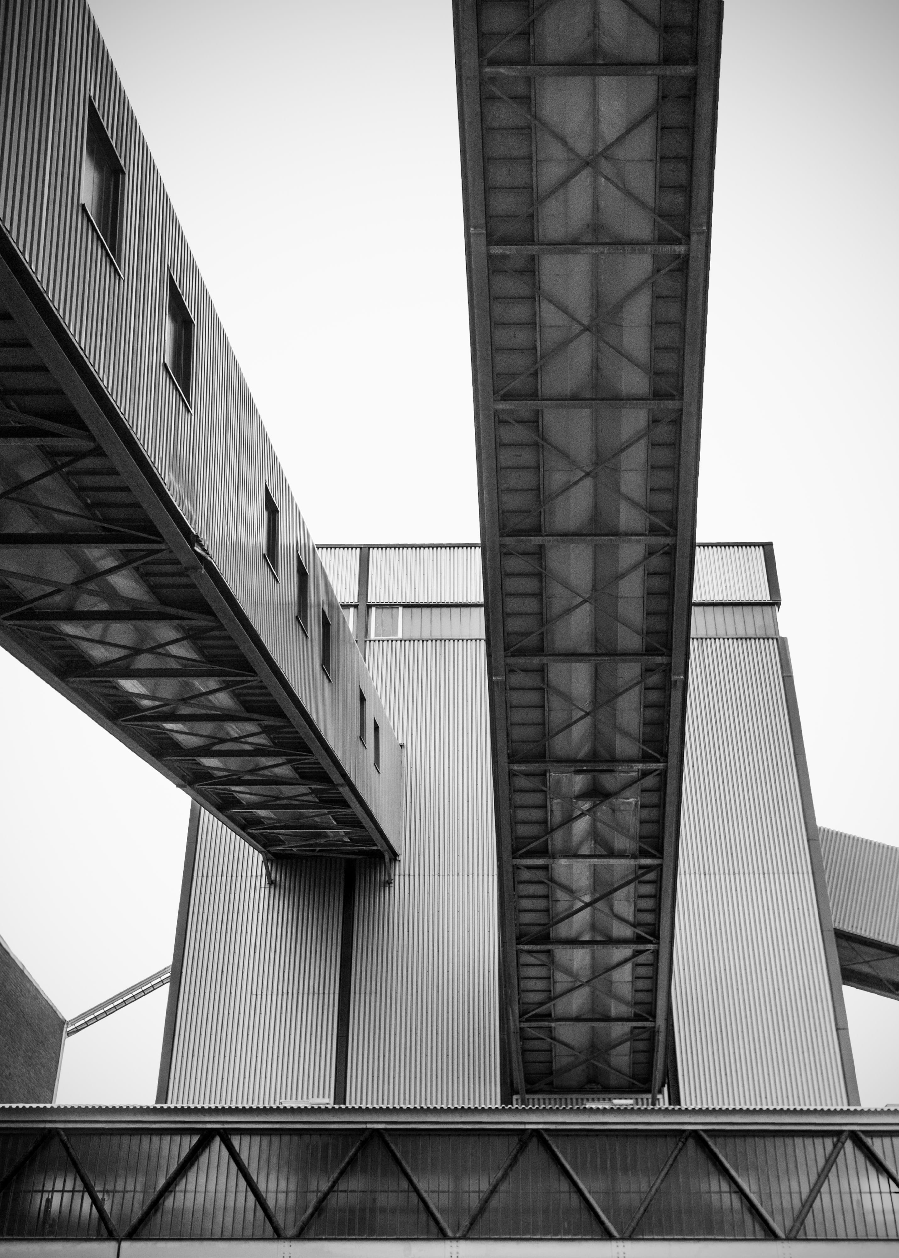 building, architecture, industry, black and white, pit, coal mine