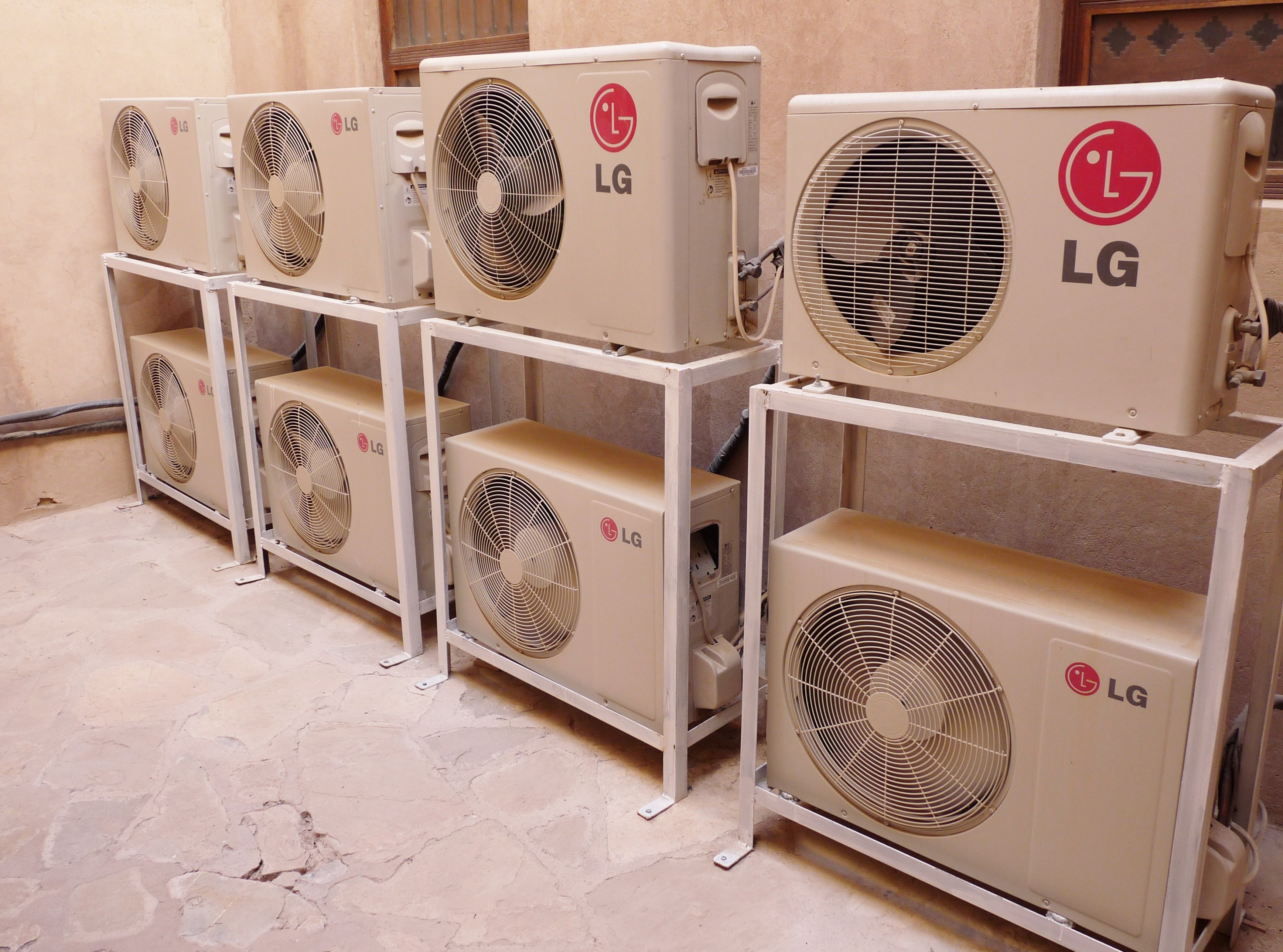 eight LG air condensers, air conditioning, ventilation, fan, technology