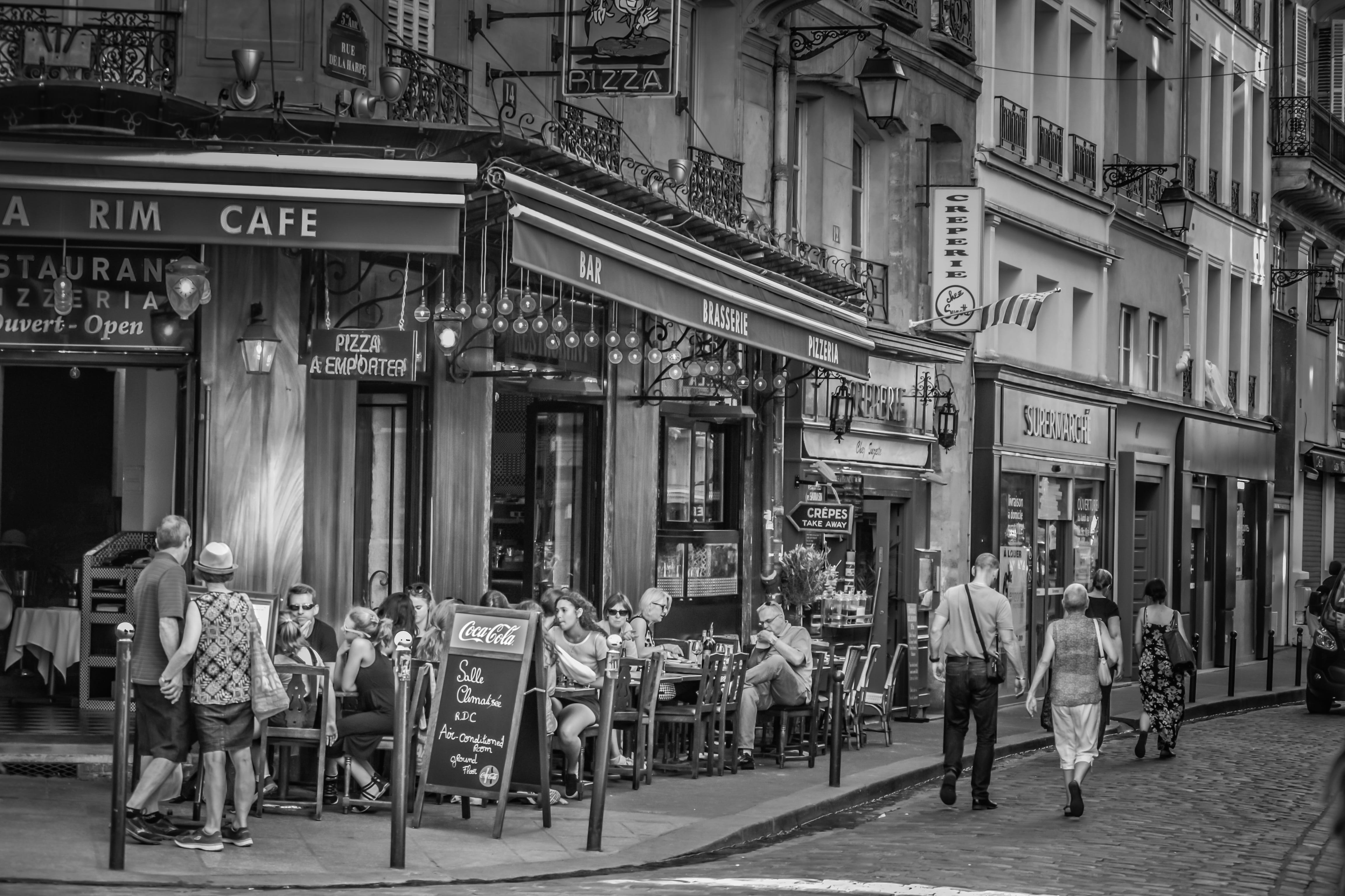 paris, cafe, road, france, places of interest, hospitality