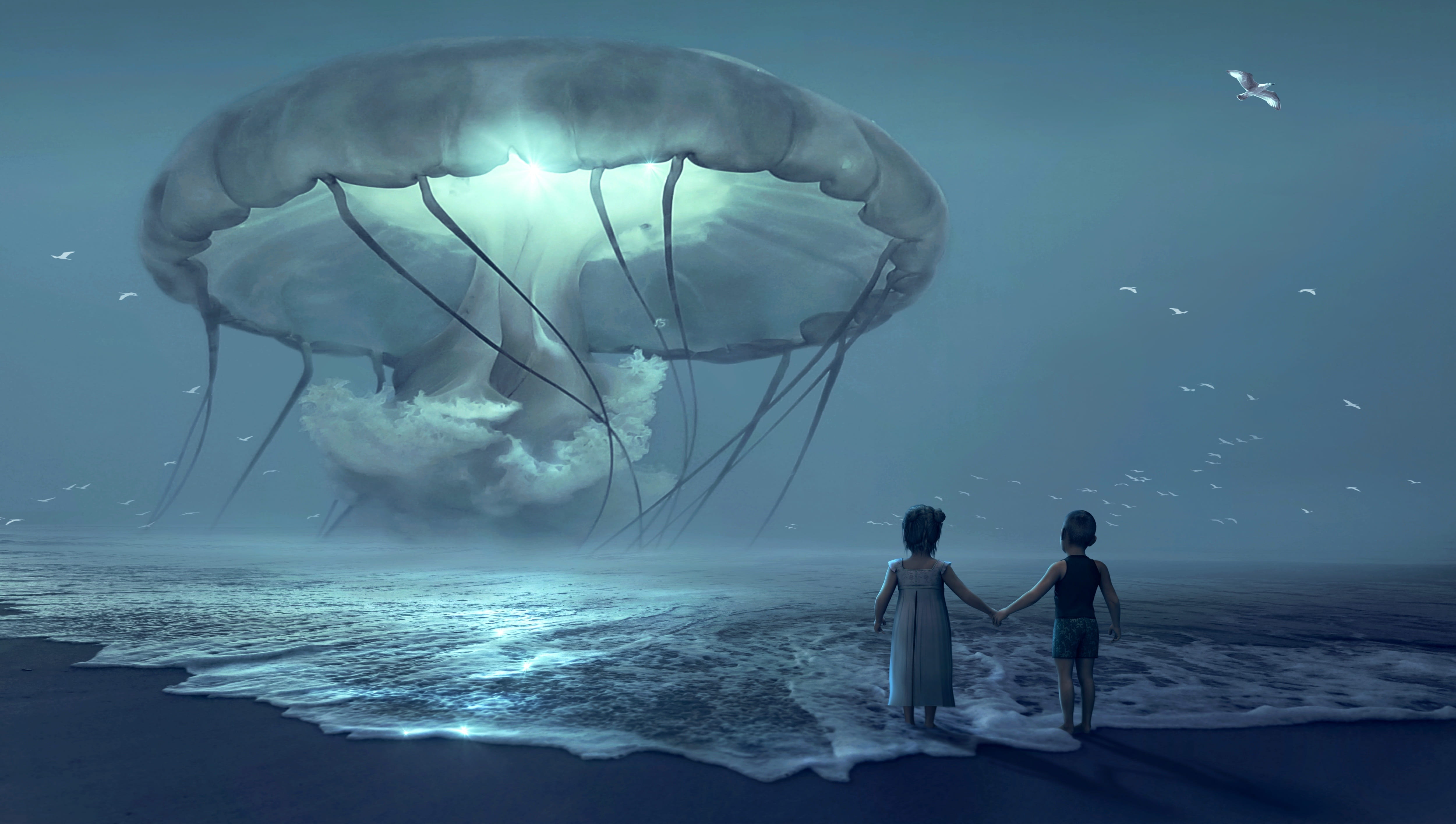 Формы жизни 2023. Летающие медузы. Небесные медузы. Фантастические медузы. Космическая медуза.