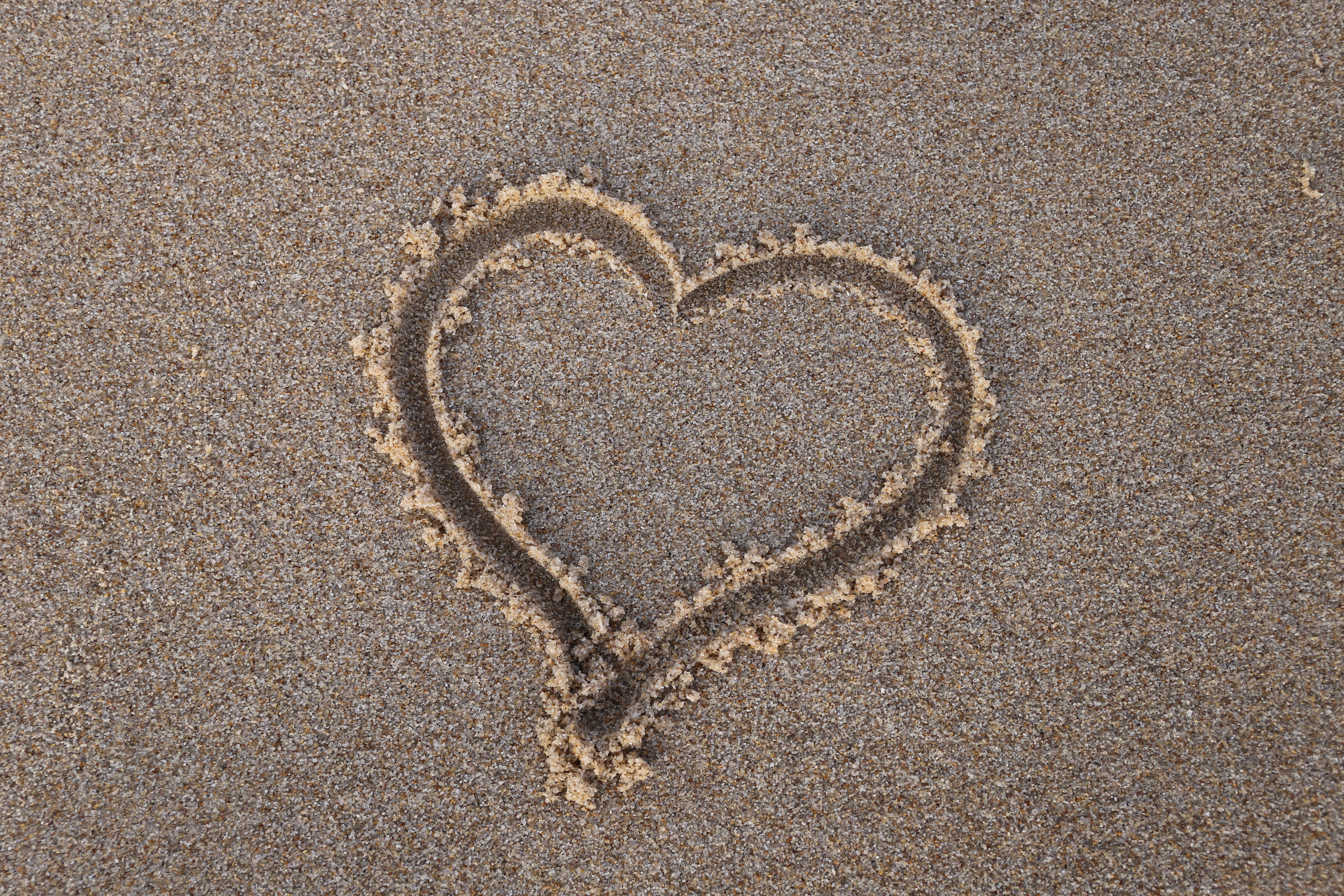 heart shape in sand at daytime, beach, summer, sea, love, vacation