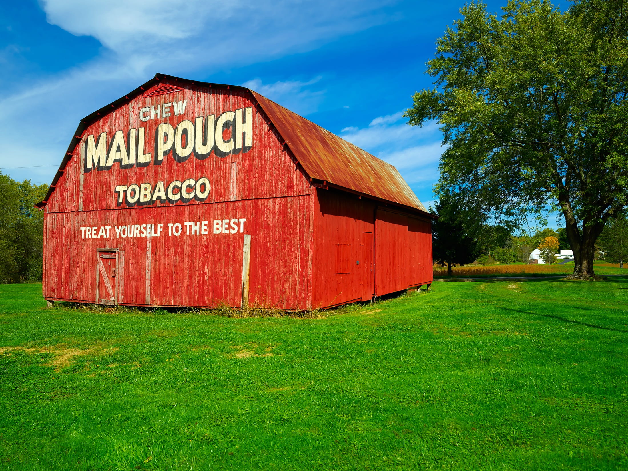 Ohio, Mail Pouch Tobacco, Colorful, red, landscape, wooden