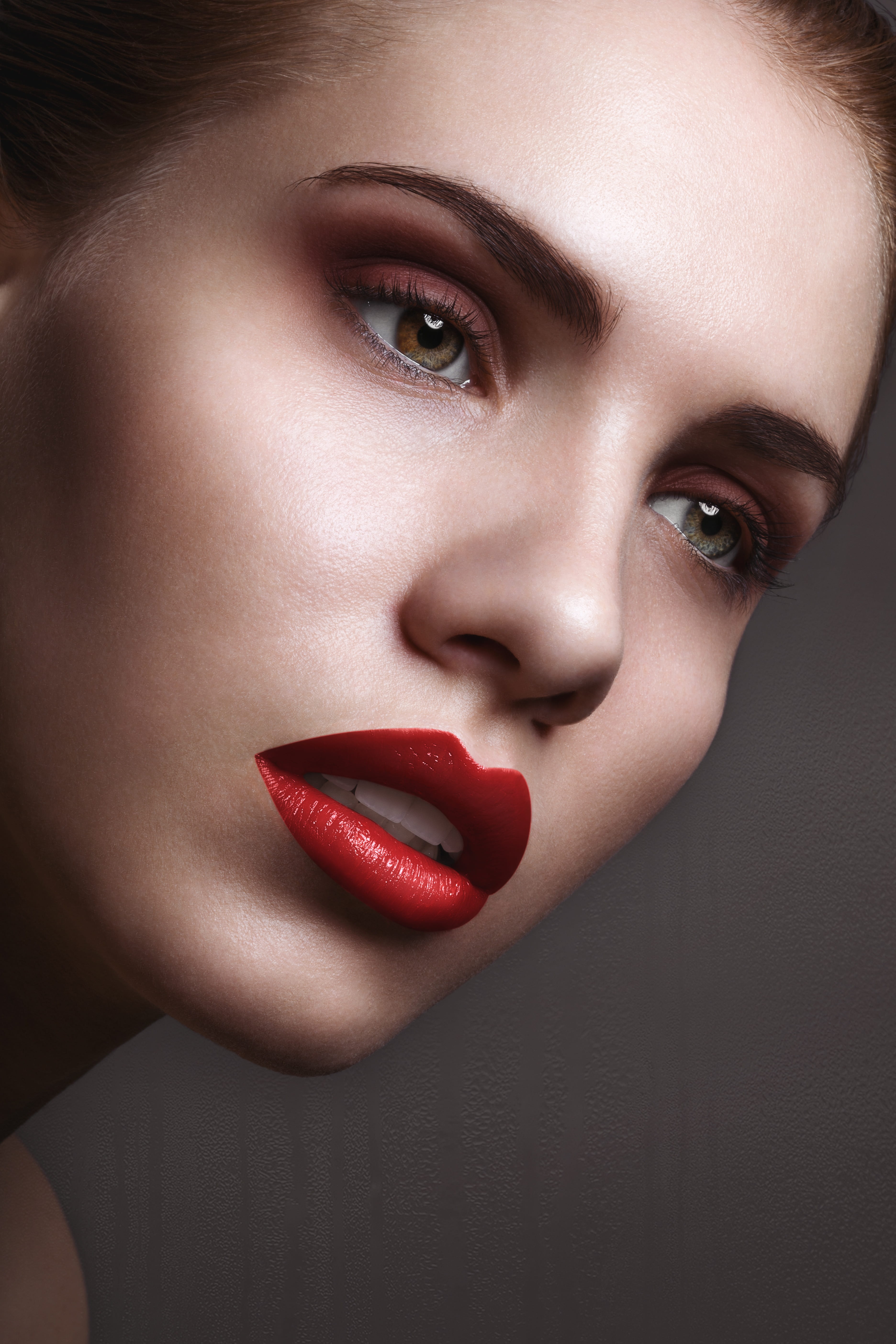 women's red lips, woman, glamour, retouching, portrait, girl