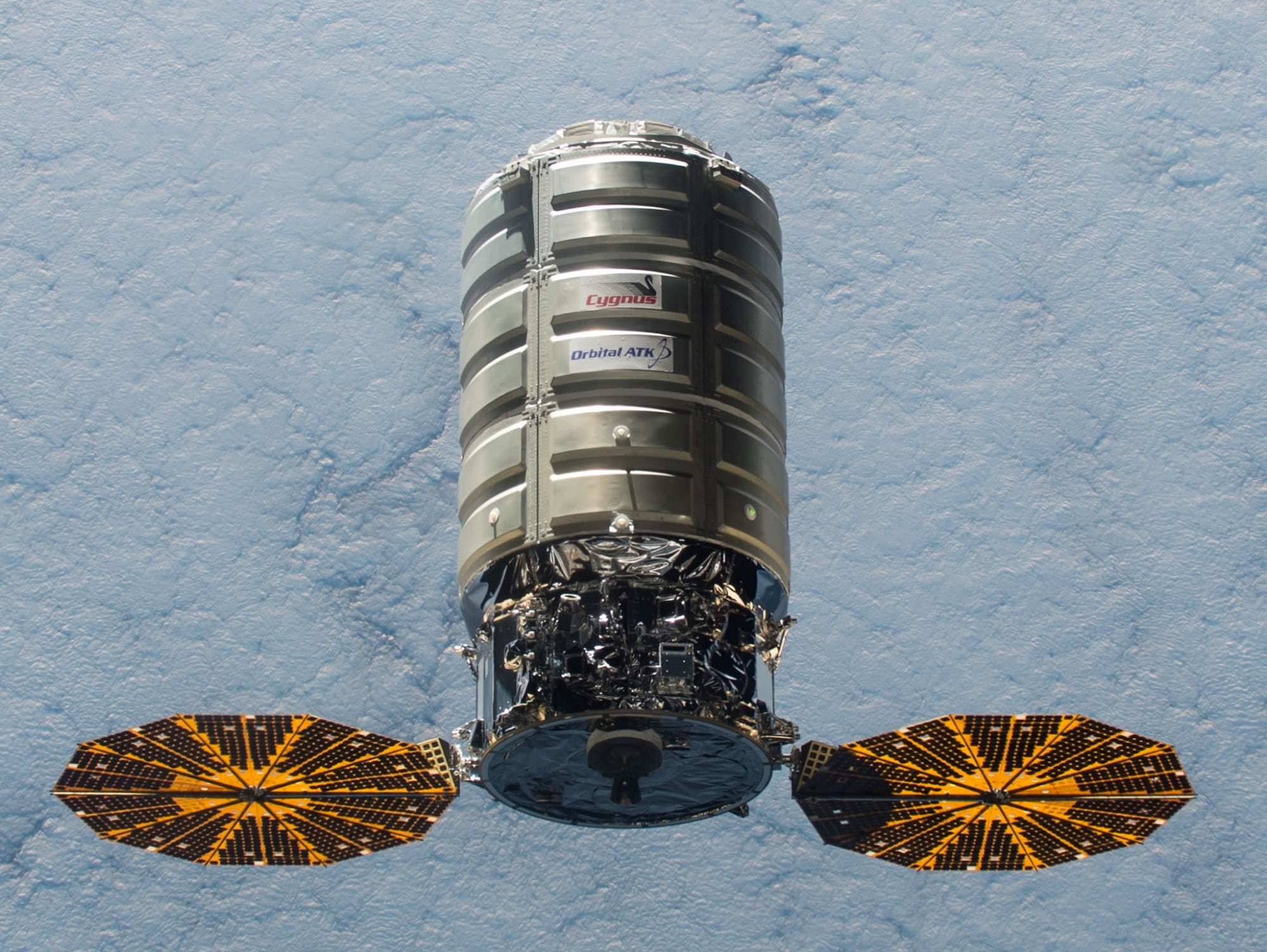 grayand brown satellite on space, spacecraft, cygnus 5, international space station
