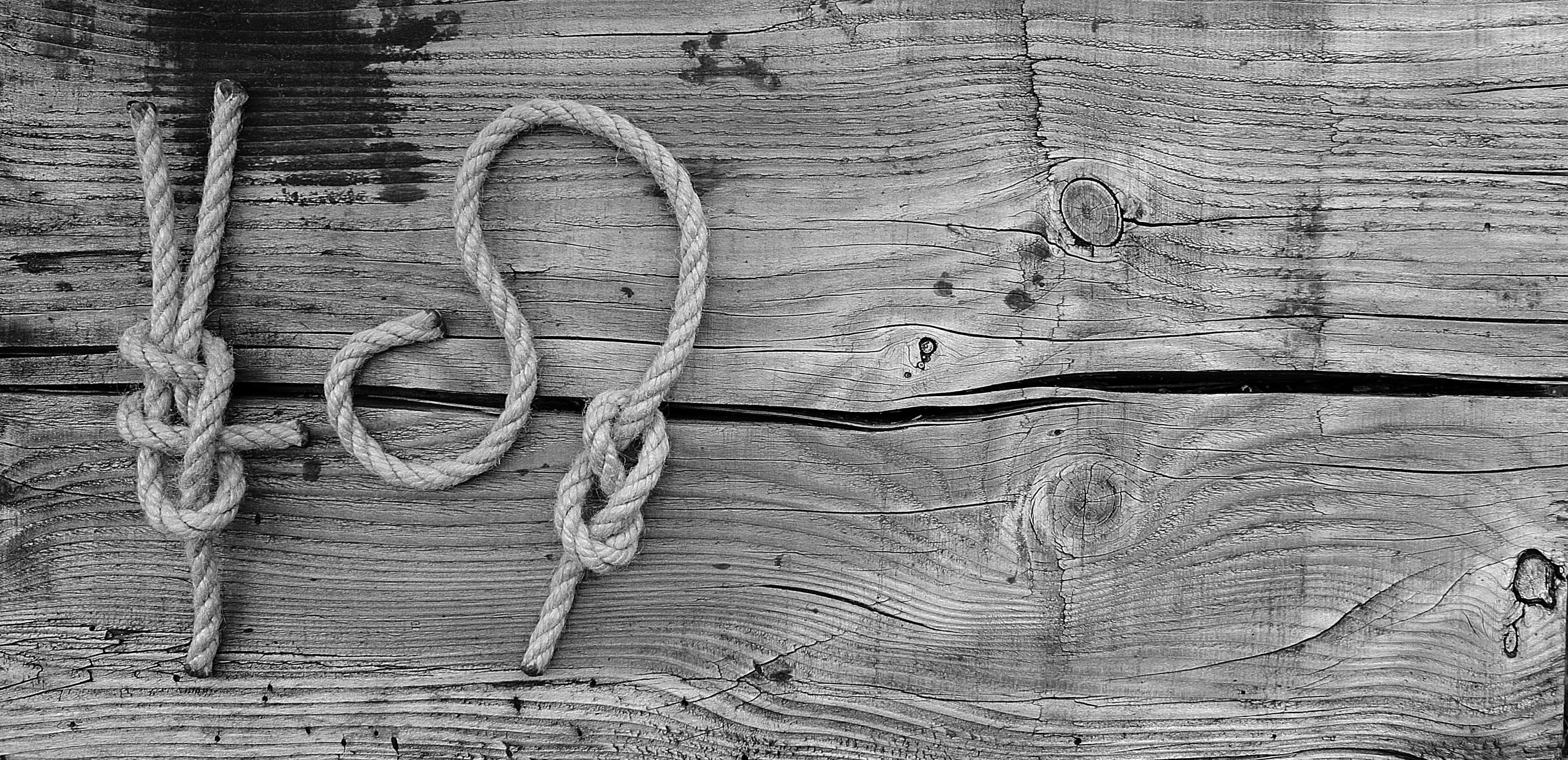 two gray ropes on wooden surface, knots, structure, maritim, wood - material