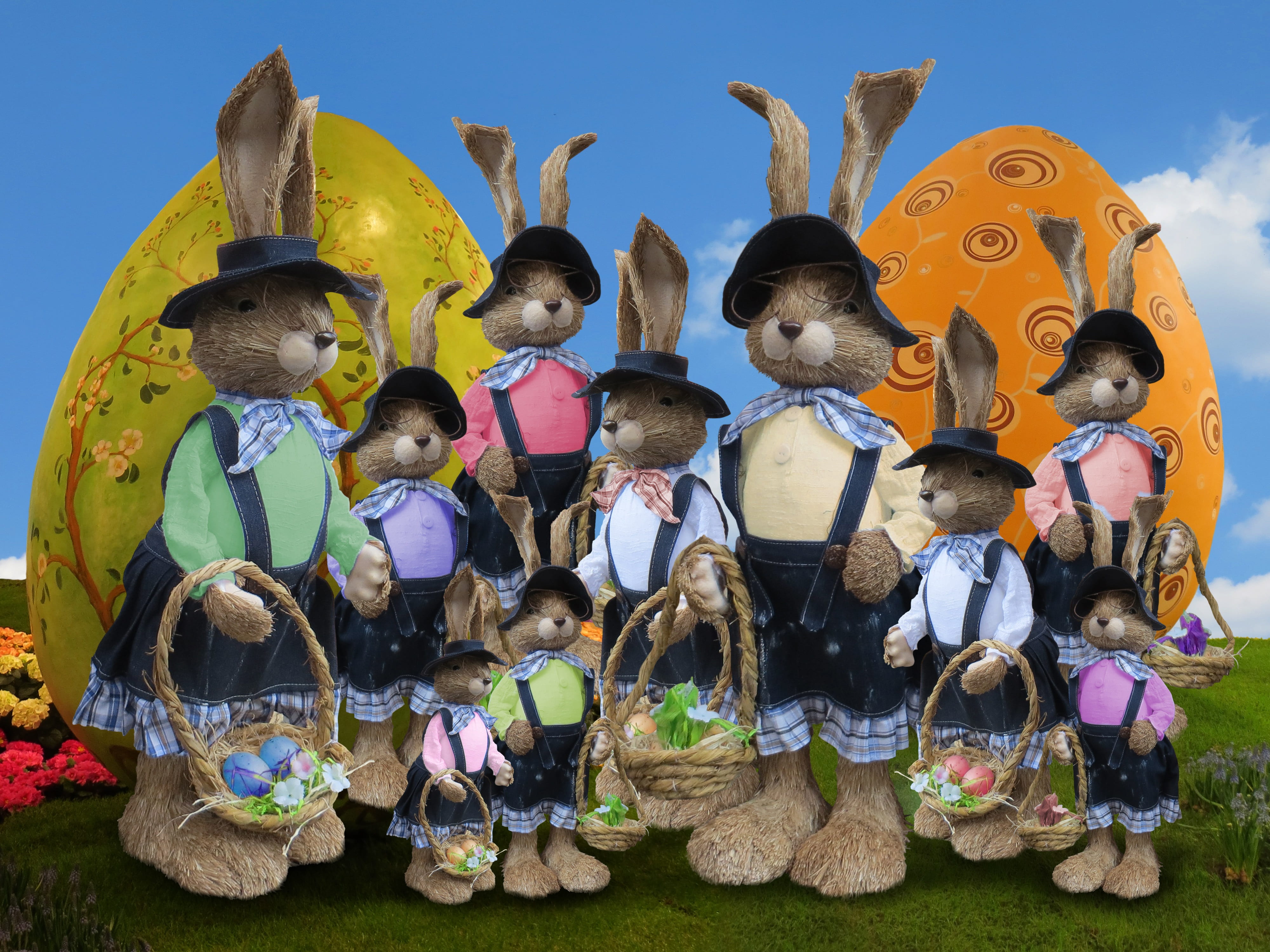 easter, easter bunny, easter eggs, rabbit, greeting card, easter greeting