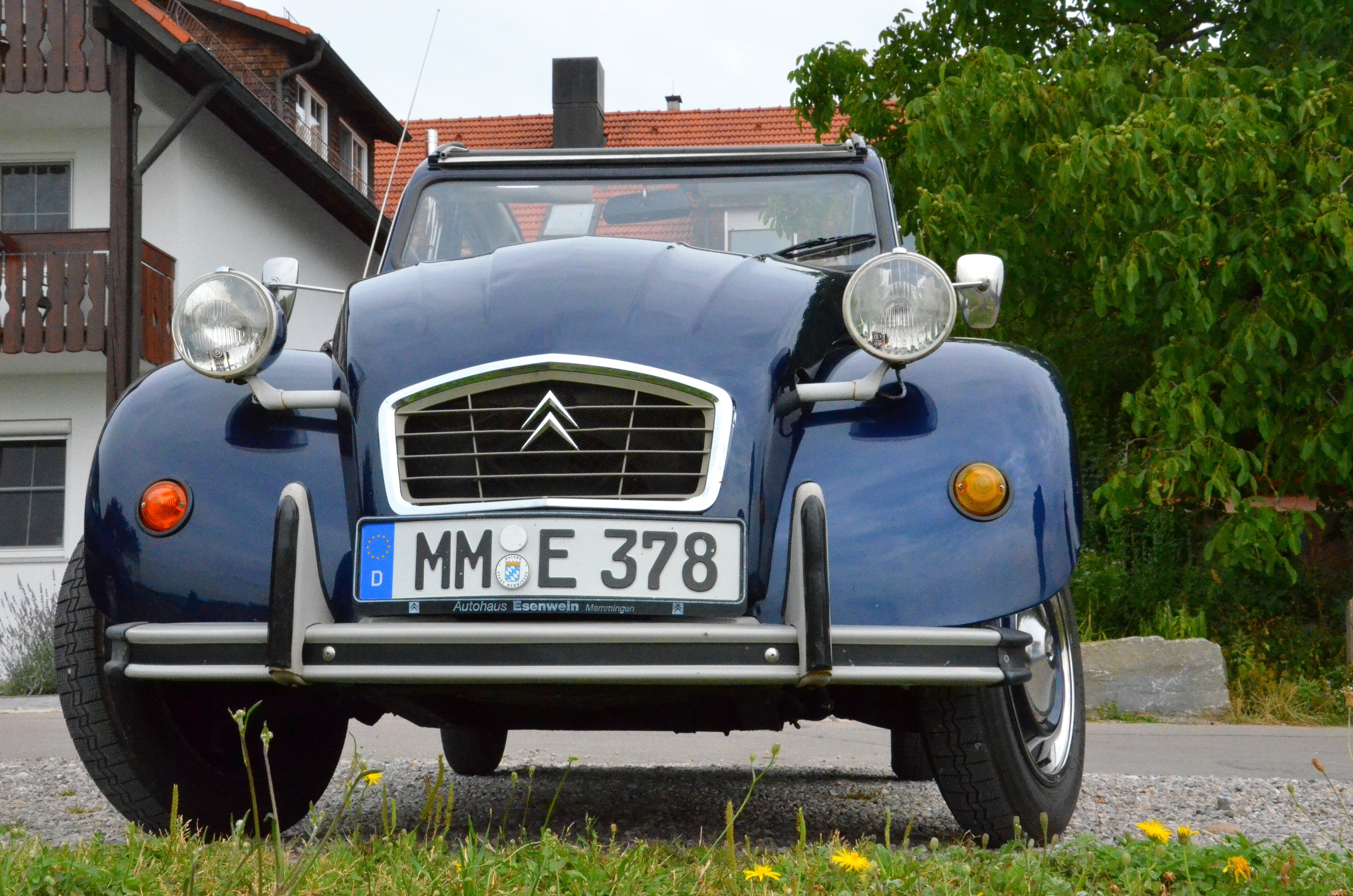duck, old, auto, oldtimer, citröen, front, blue, drive, dom