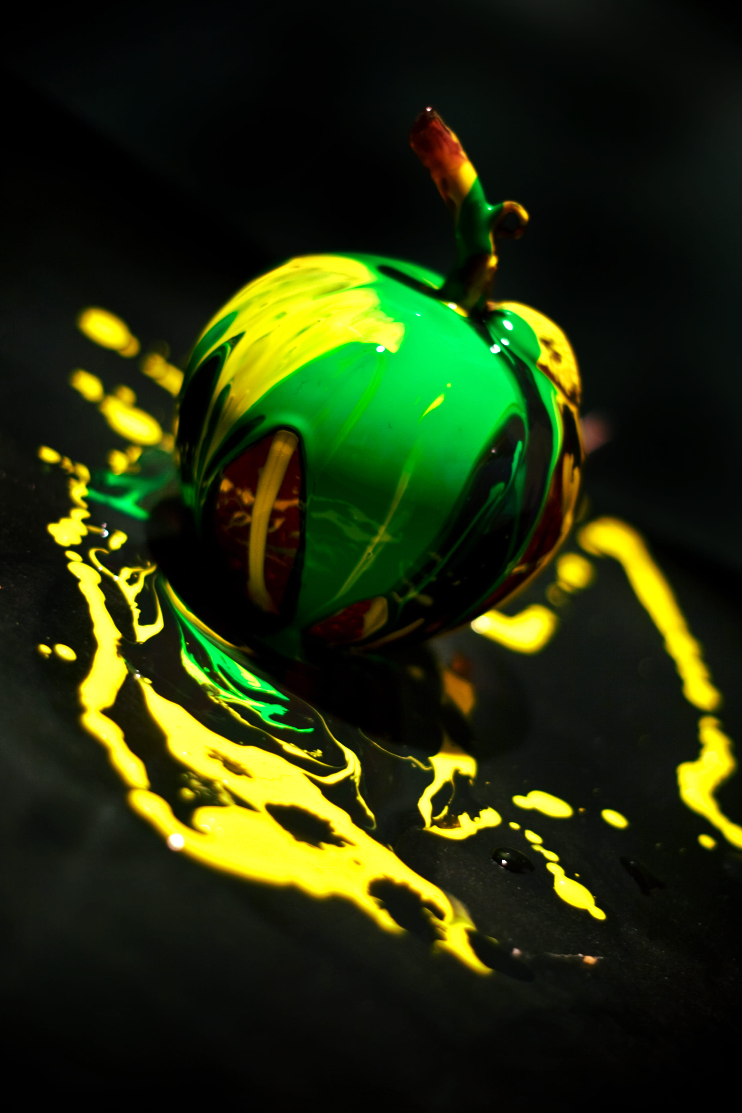 art, creative, apple, creativity, fruit, painted, green color