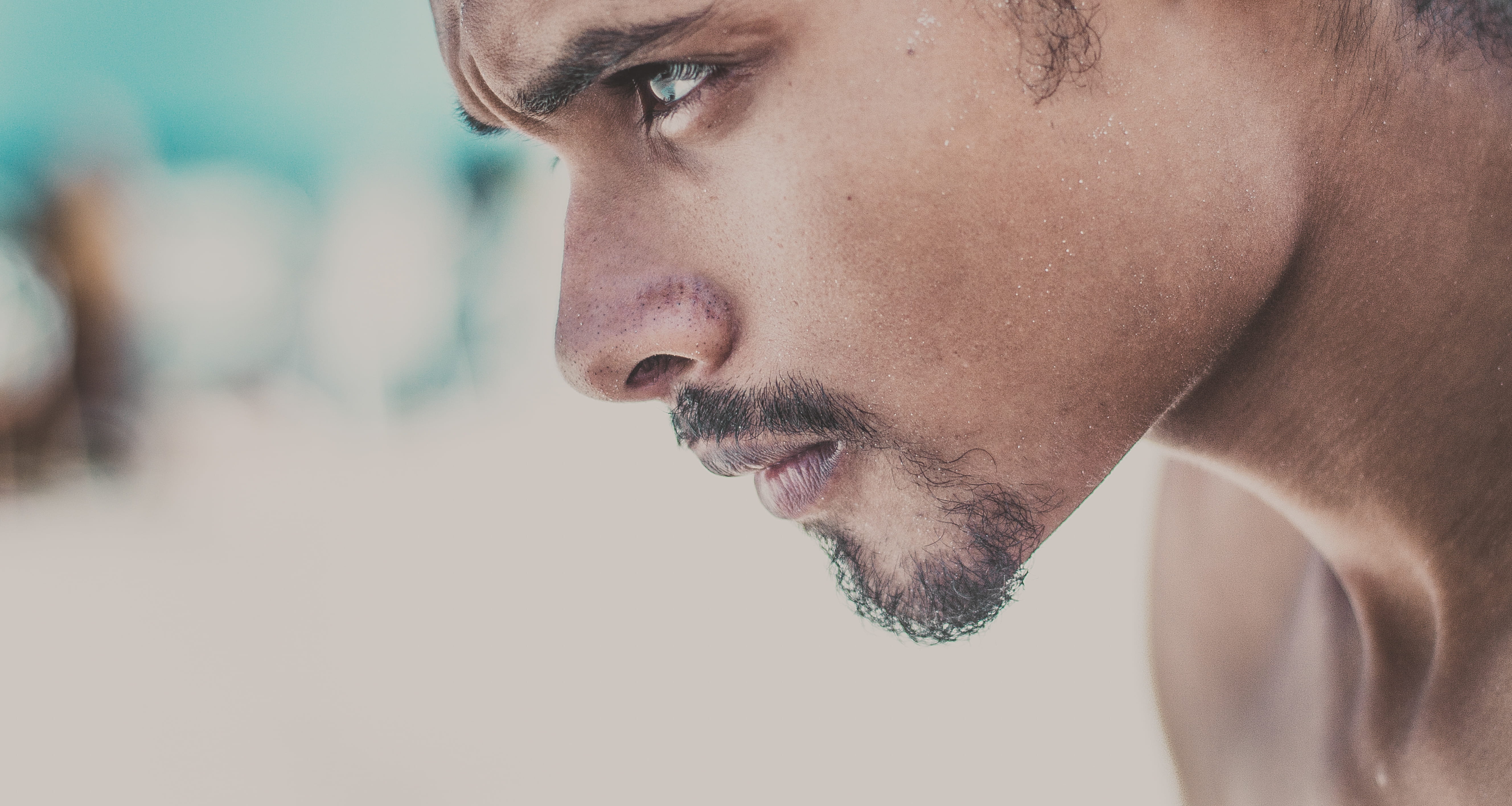 man, blur, face, beard, close-up, facial hair, focus, serious