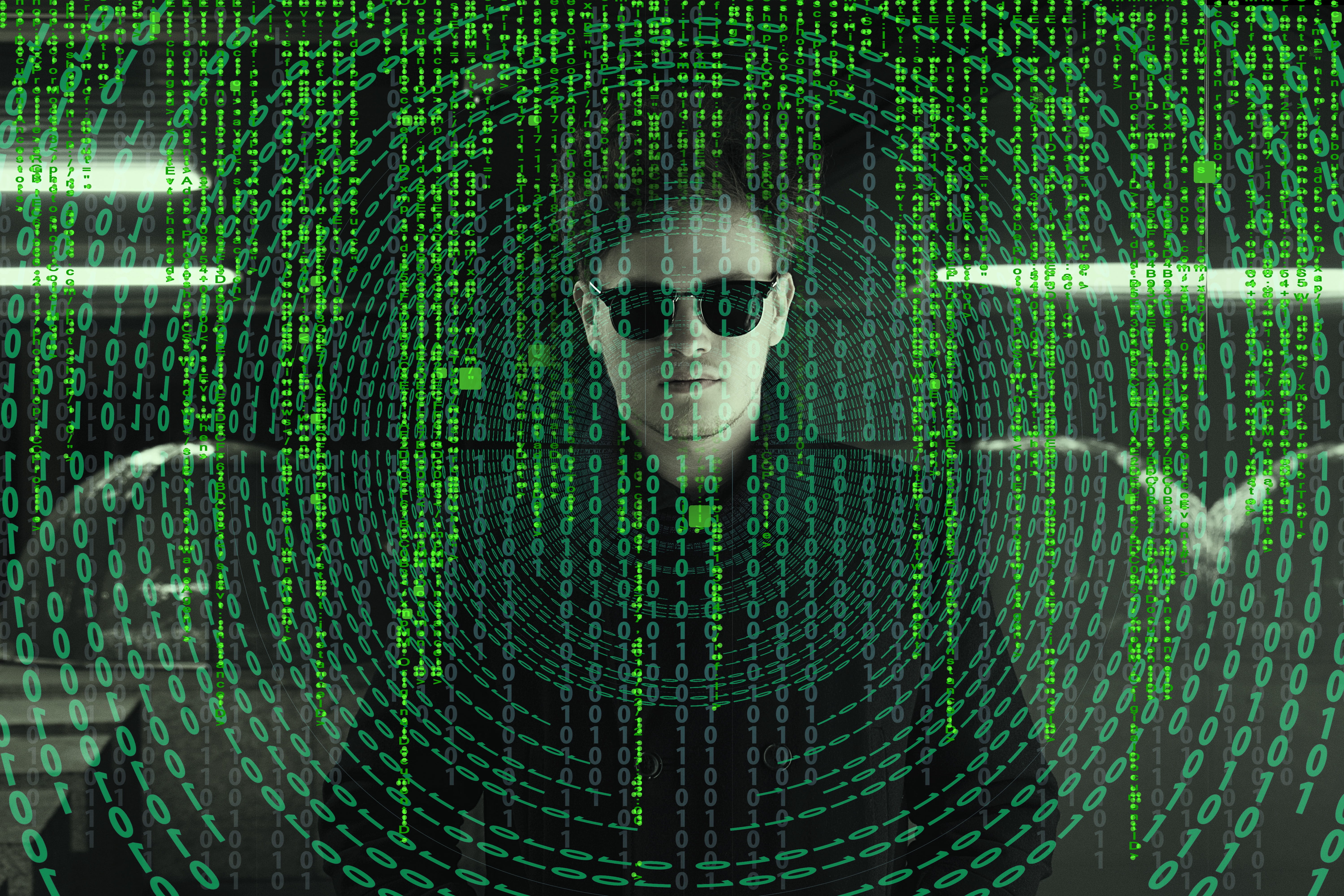 man wearing black dress shirt digital wallpaper, matrix, communication