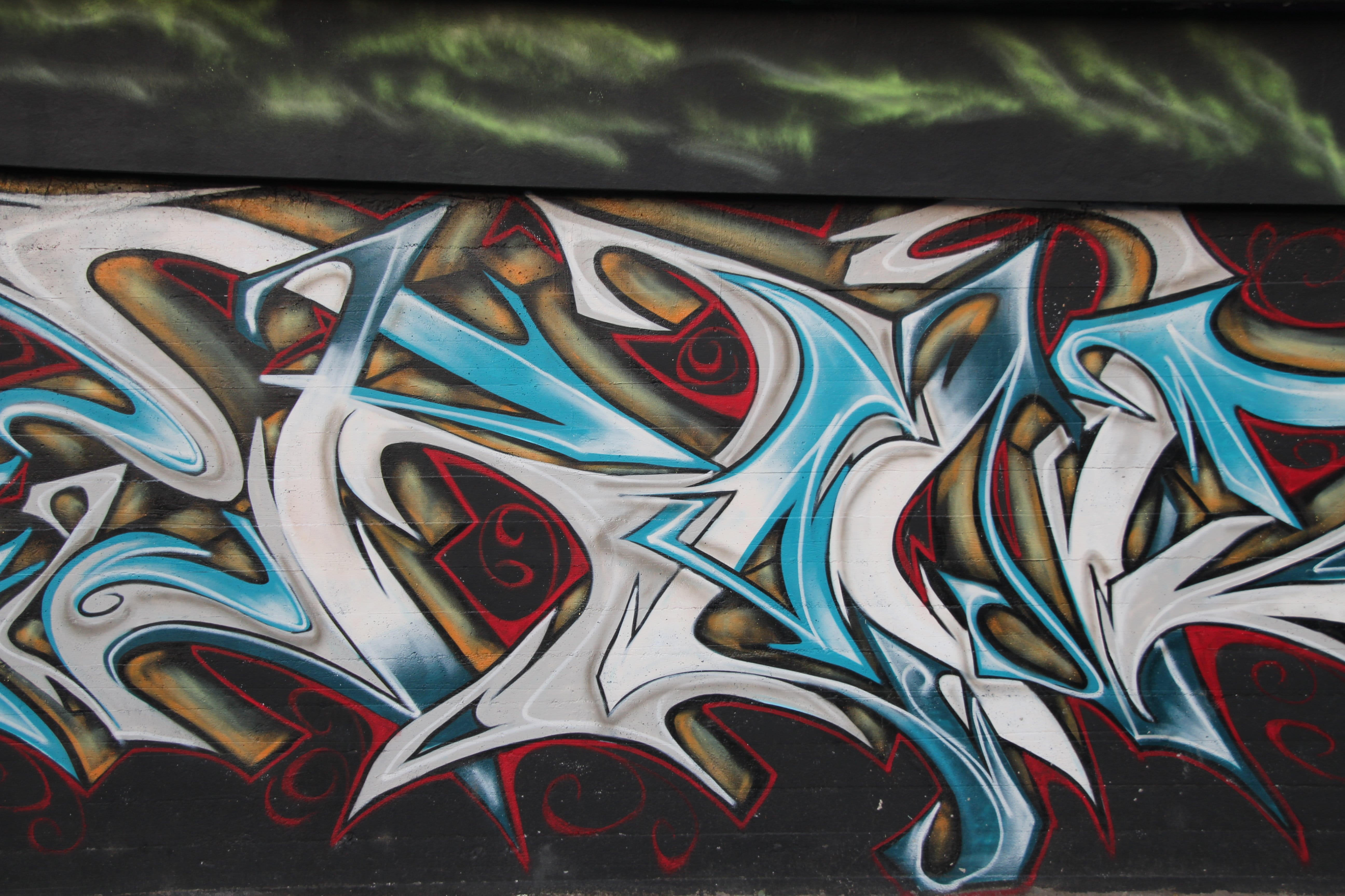 Graffiti, Stylish, Mural, blue, multi colored, built structure