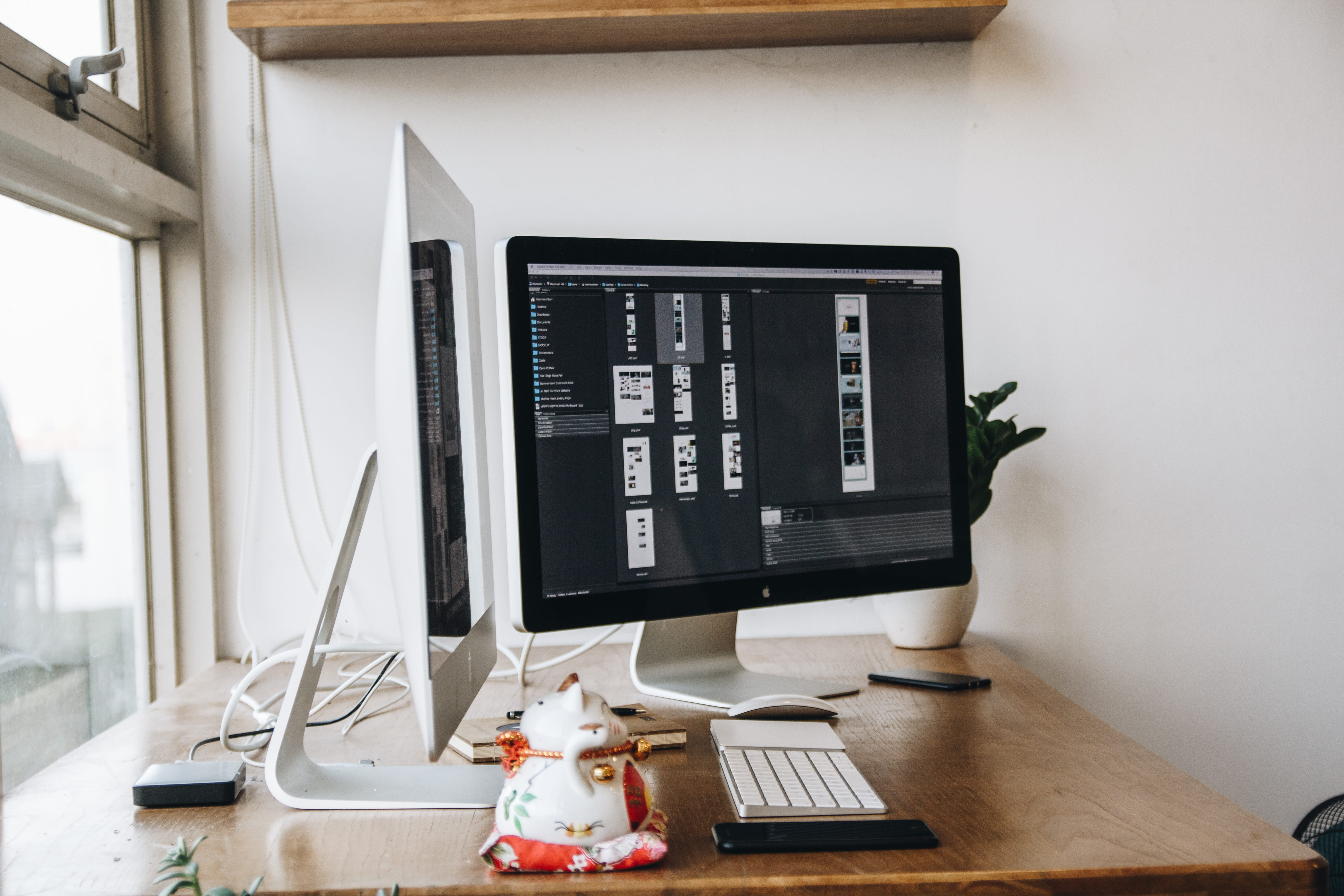 apple, desk, working, table, computer, devices, display, imac