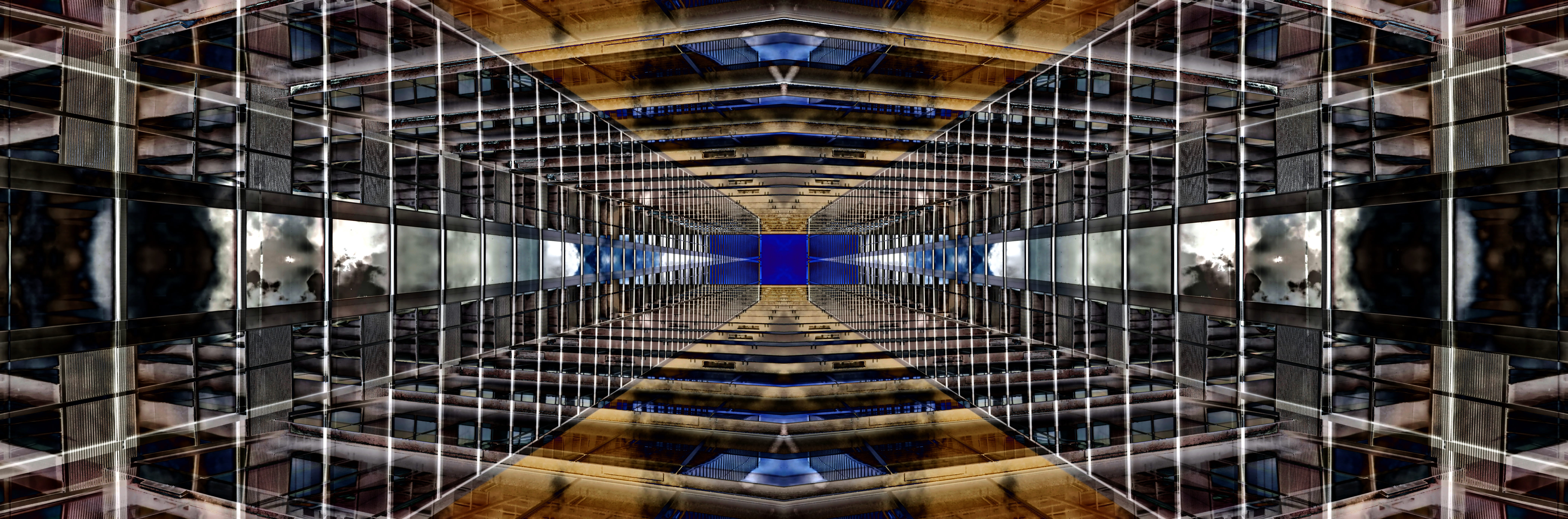 abstract, pattern, facade, window, lines, rectangles, mirroring