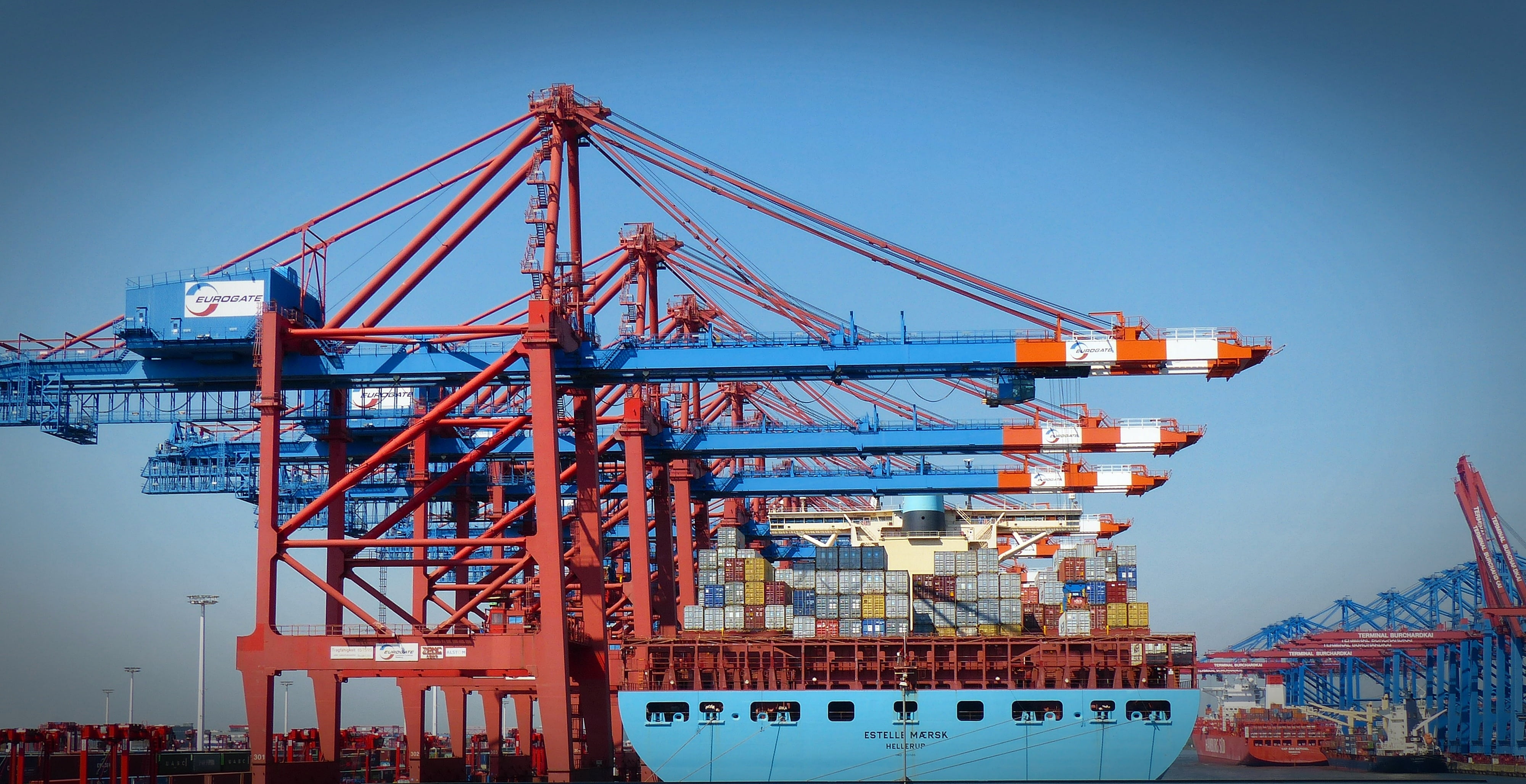 panoramic photography of towers, container gantry crane, container handling