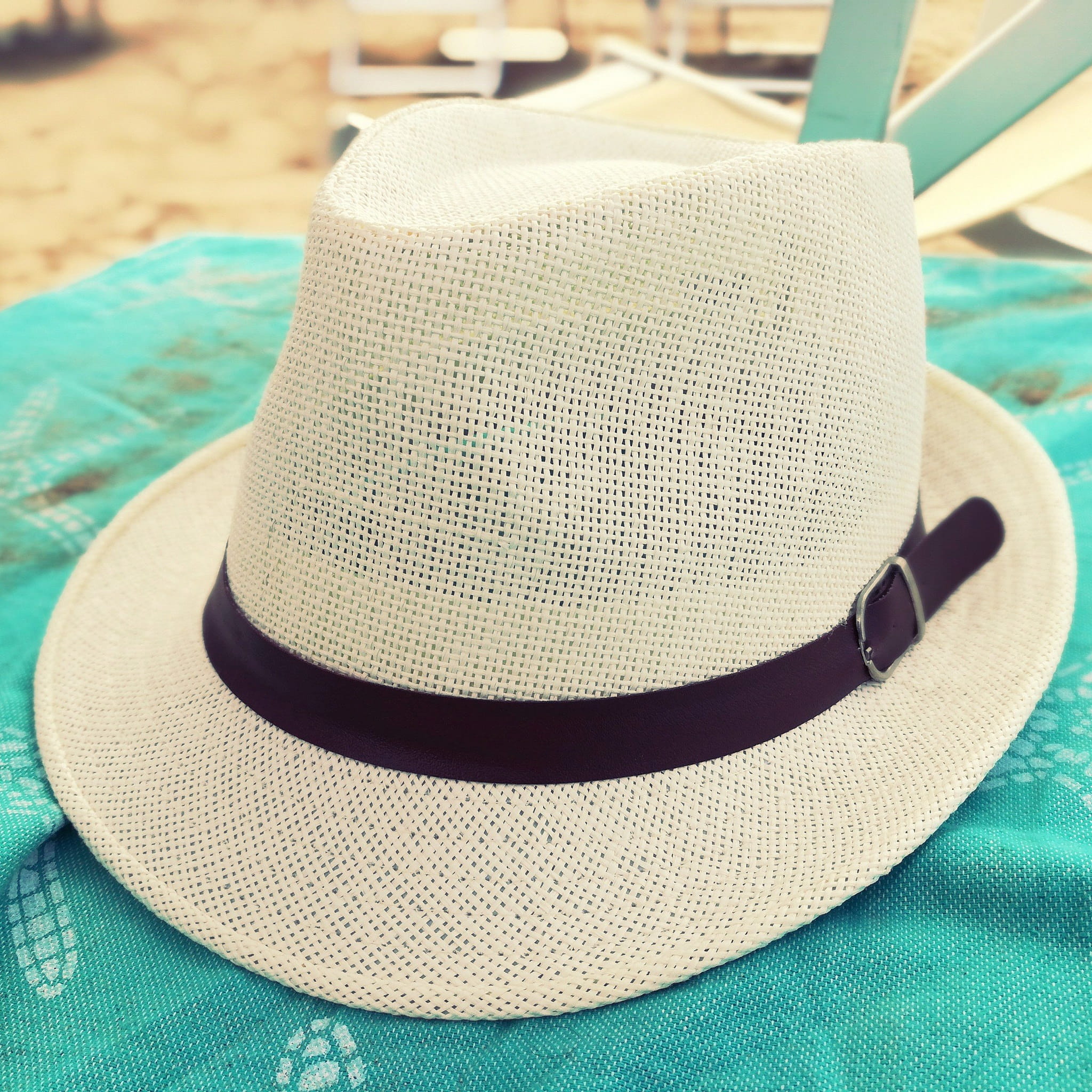 Hat, Beach, Sun, Sea, Chairs, Sarong, towel, sand, holidays