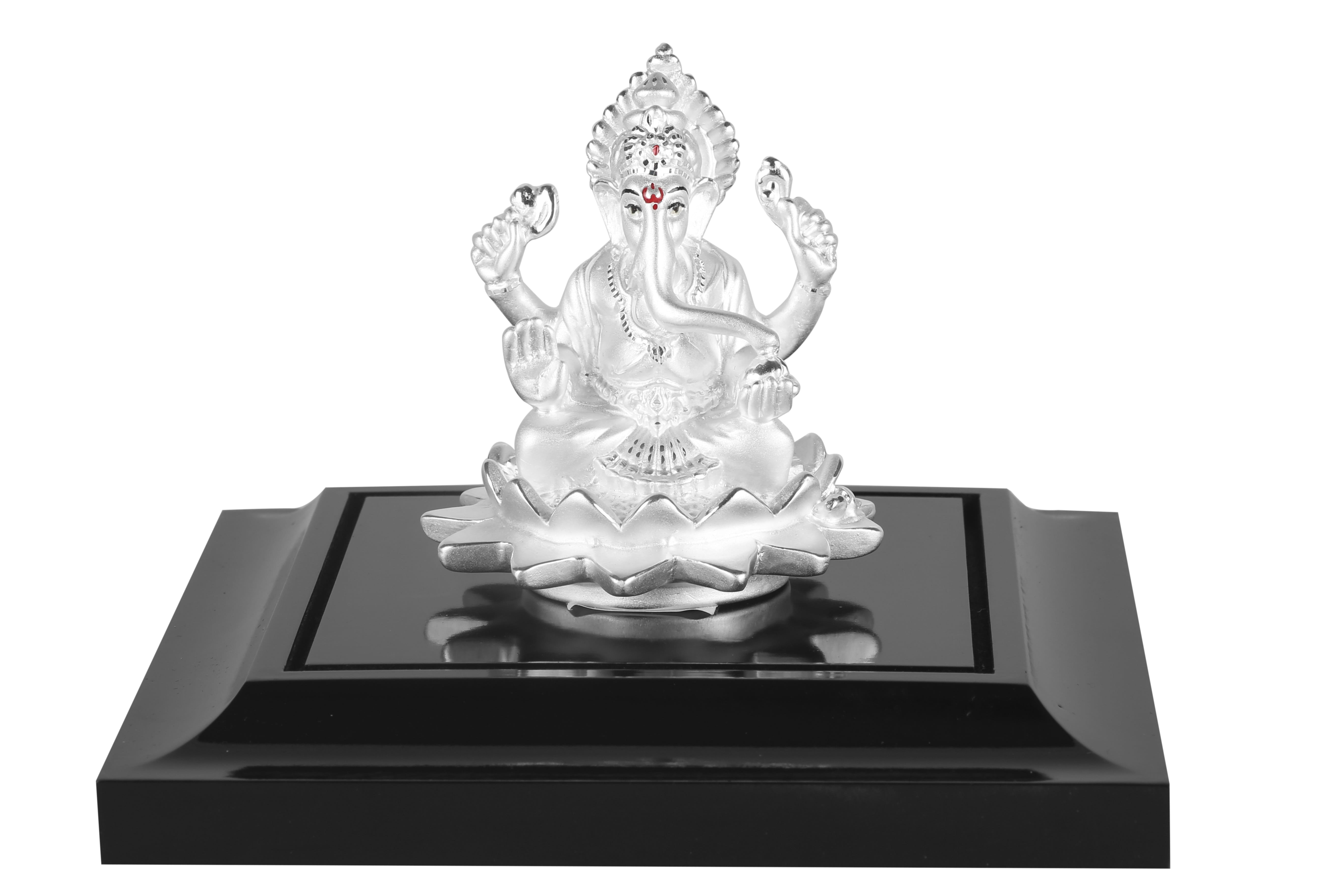clear glass Ganesh table decor, ganapati, ganesha, silver, india