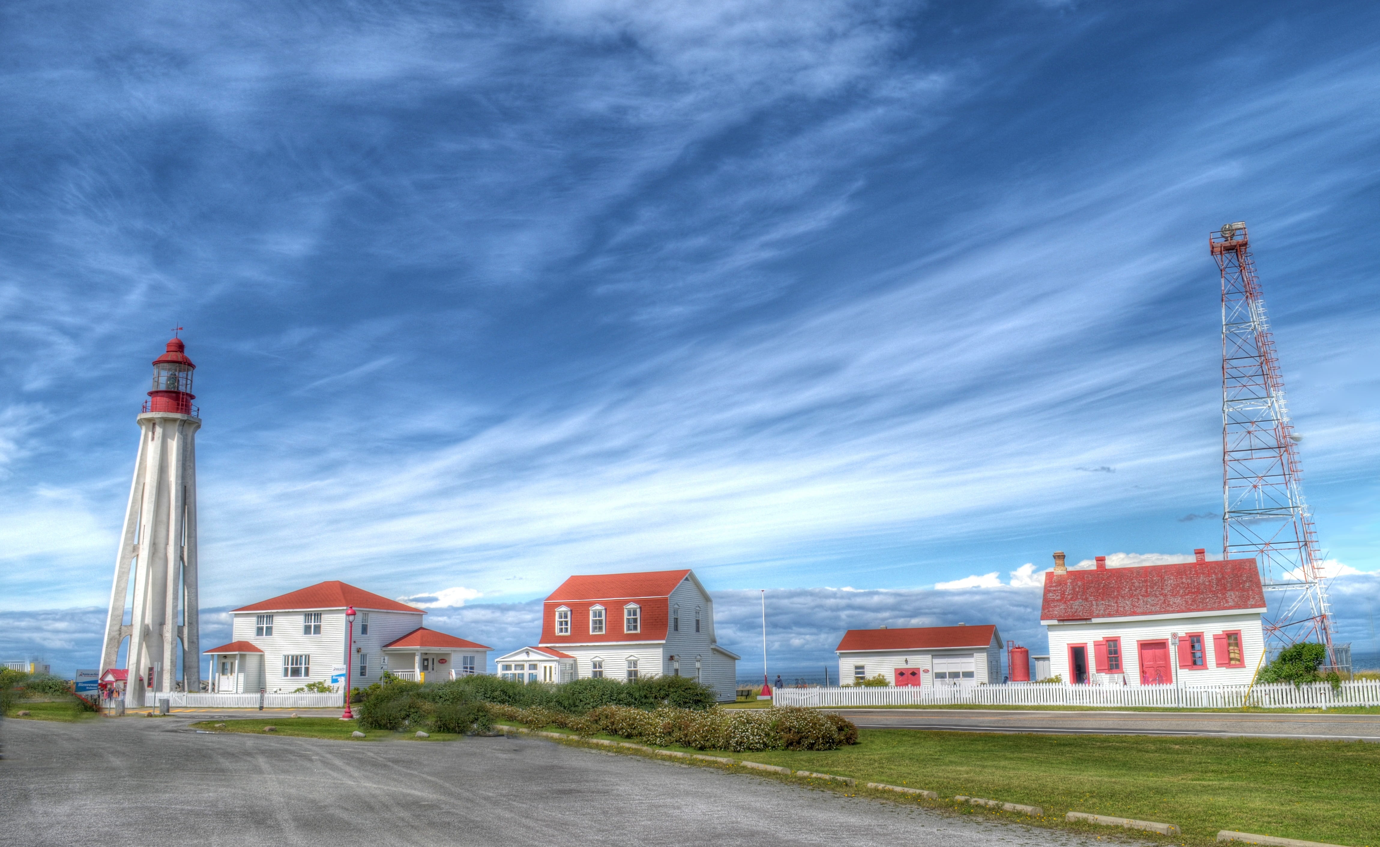 clouds, lighthouse, panorama, sky, architecture, built structure
