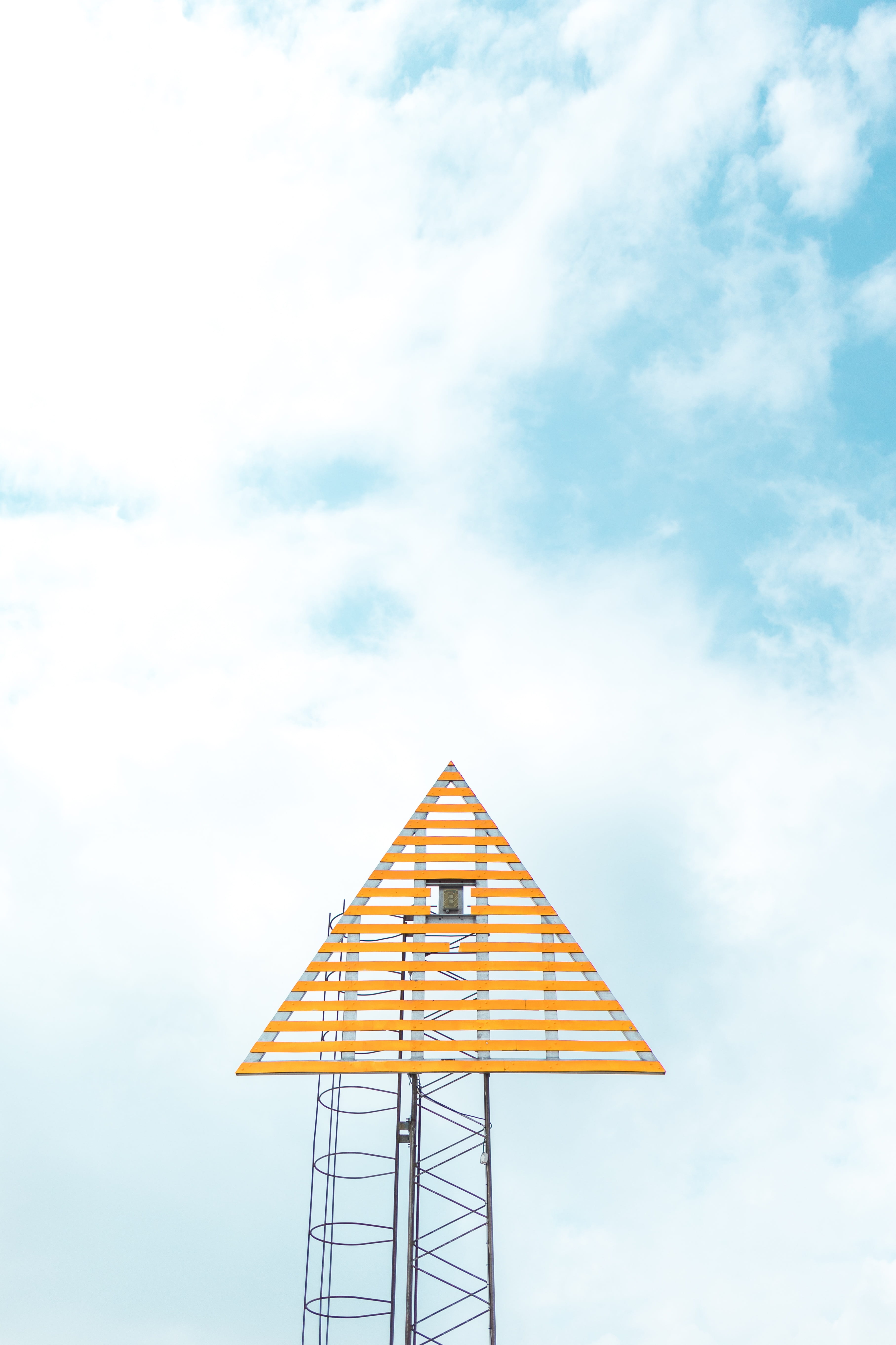 triangular, tower, camera, blue, sky, architecture, cloud - sky