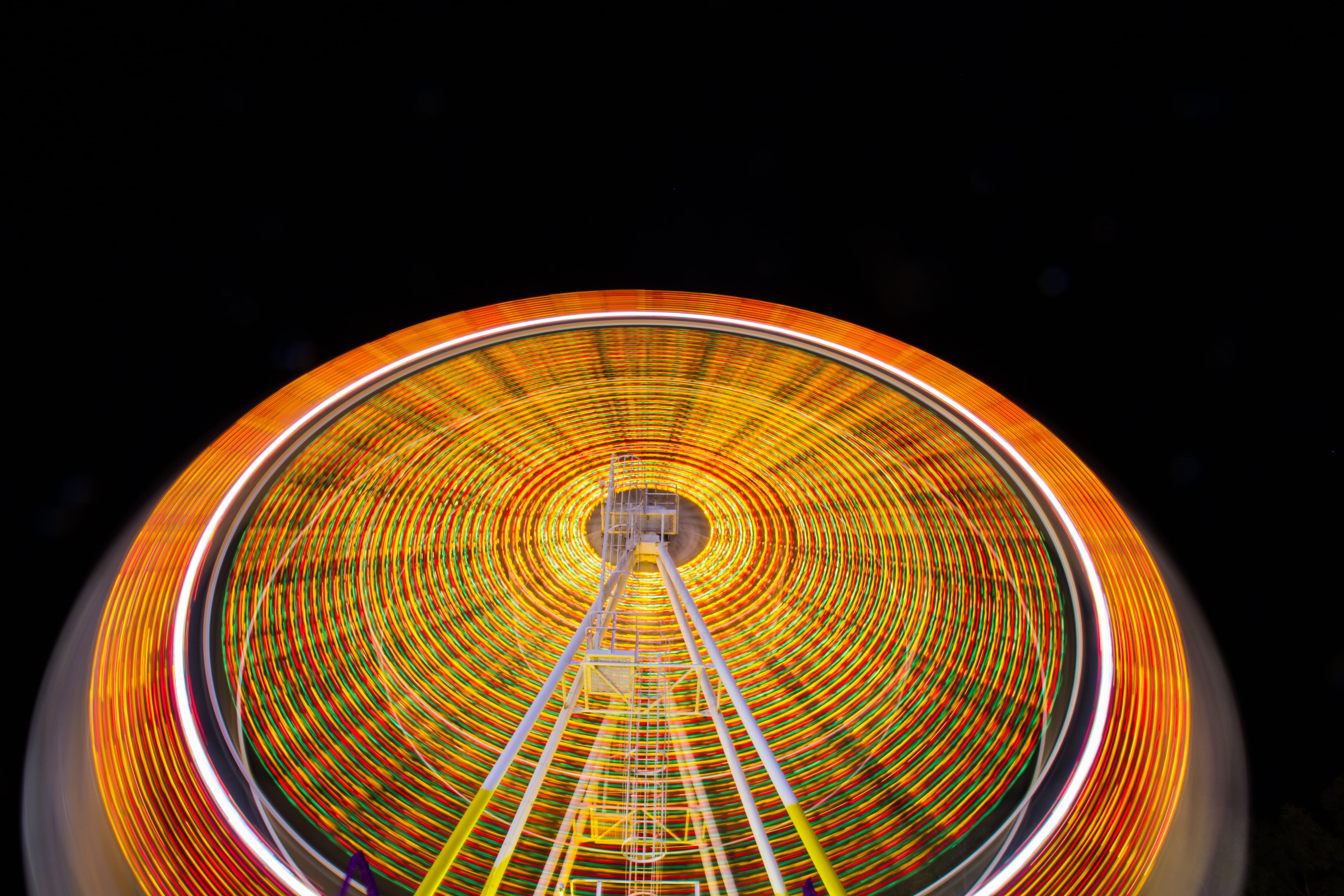 time-lapse photography of ferris wheel, abstract, blur, bright