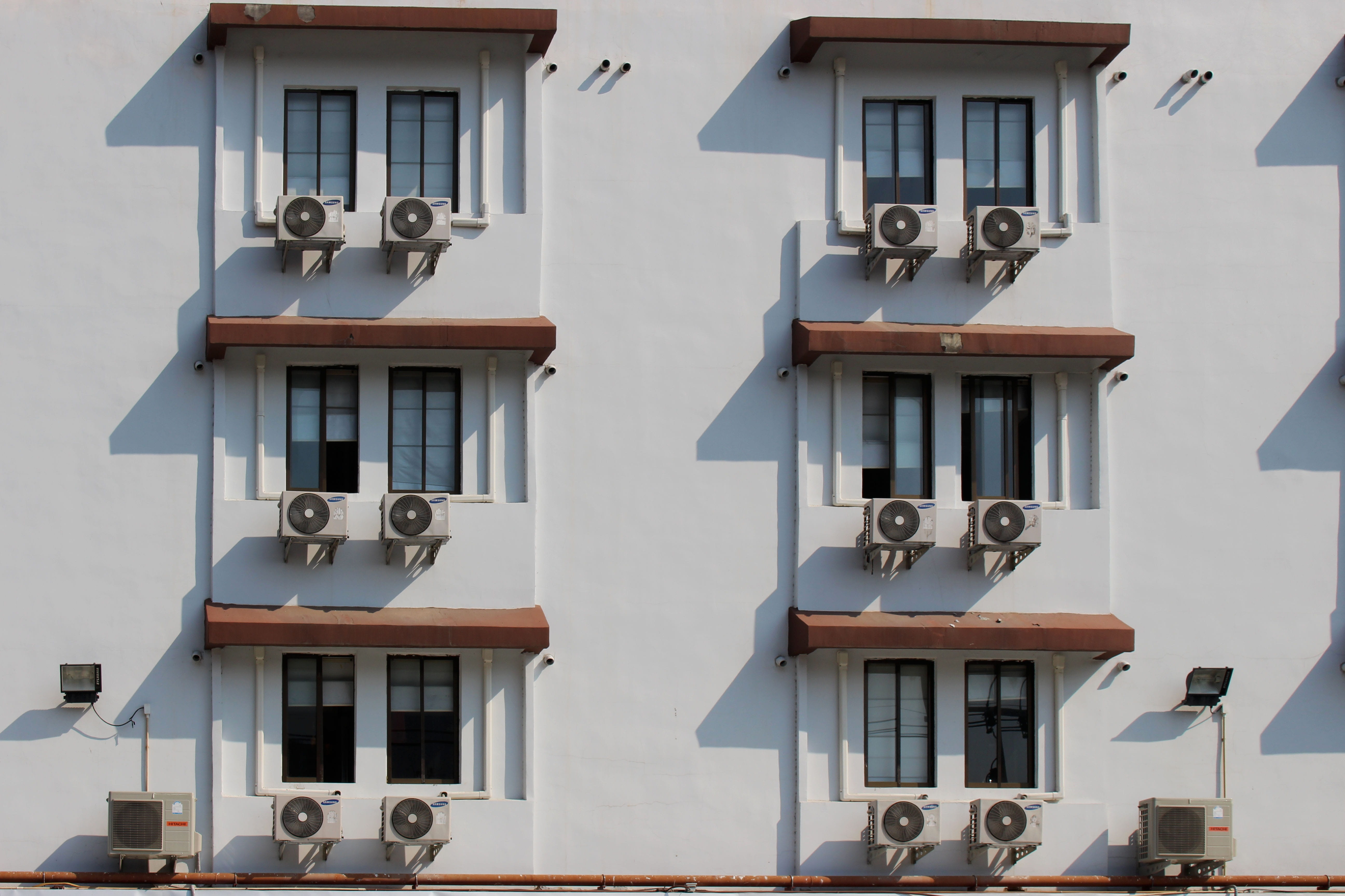 white wall paint 3-storey building, Air Conditioner, Hotel, Air, Conditioner